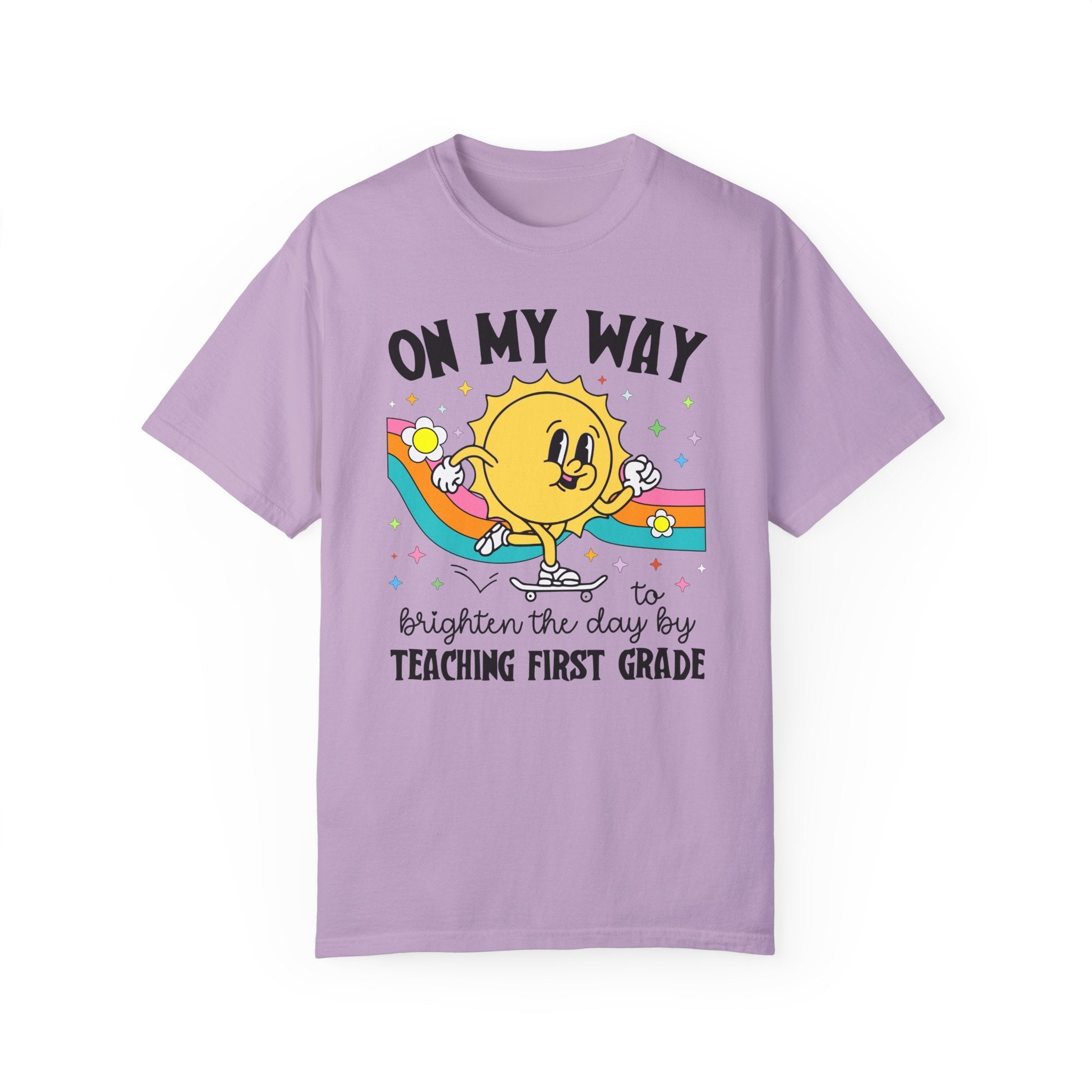 First Grade Teacher Tee Shirt, Matching First Grade Crew T-Shirt for First Day of School, Groovy Retro Aesthetic Teacher Appreciation Gift - Opal and June