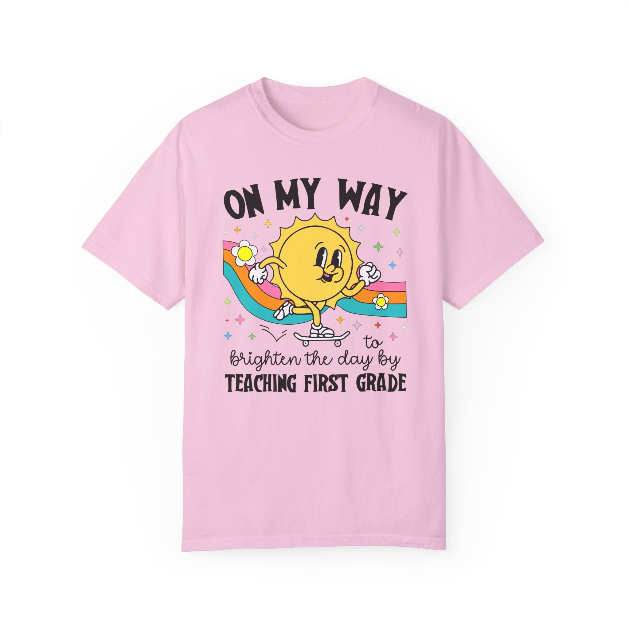 First Grade Teacher Tee Shirt, Matching First Grade Crew T-Shirt for First Day of School, Groovy Retro Aesthetic Teacher Appreciation Gift - Opal and June