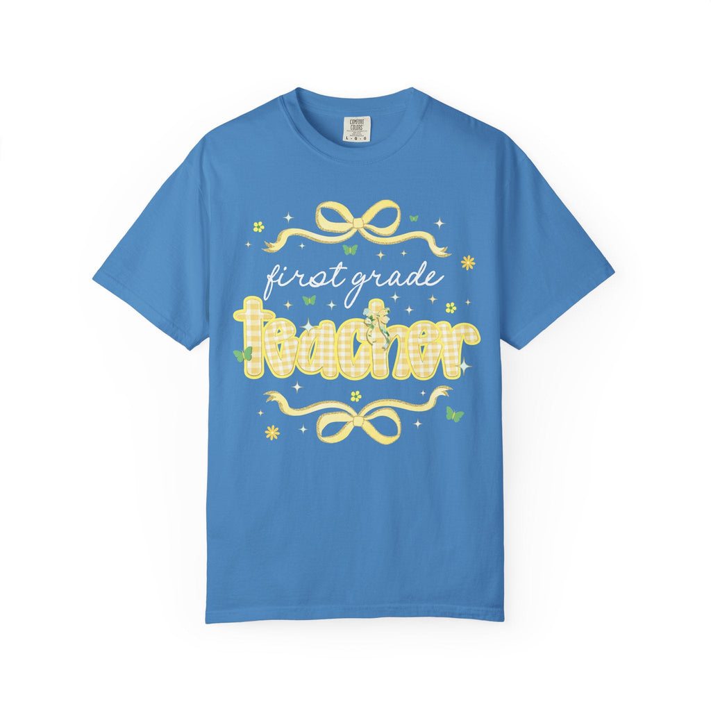 First Grade Teacher Tee Shirt with Cottagecore Lemon Aesthetic, Cute Fairycore Preppy T-Shirt for Back to School, First Day of School Tee - Opal and June