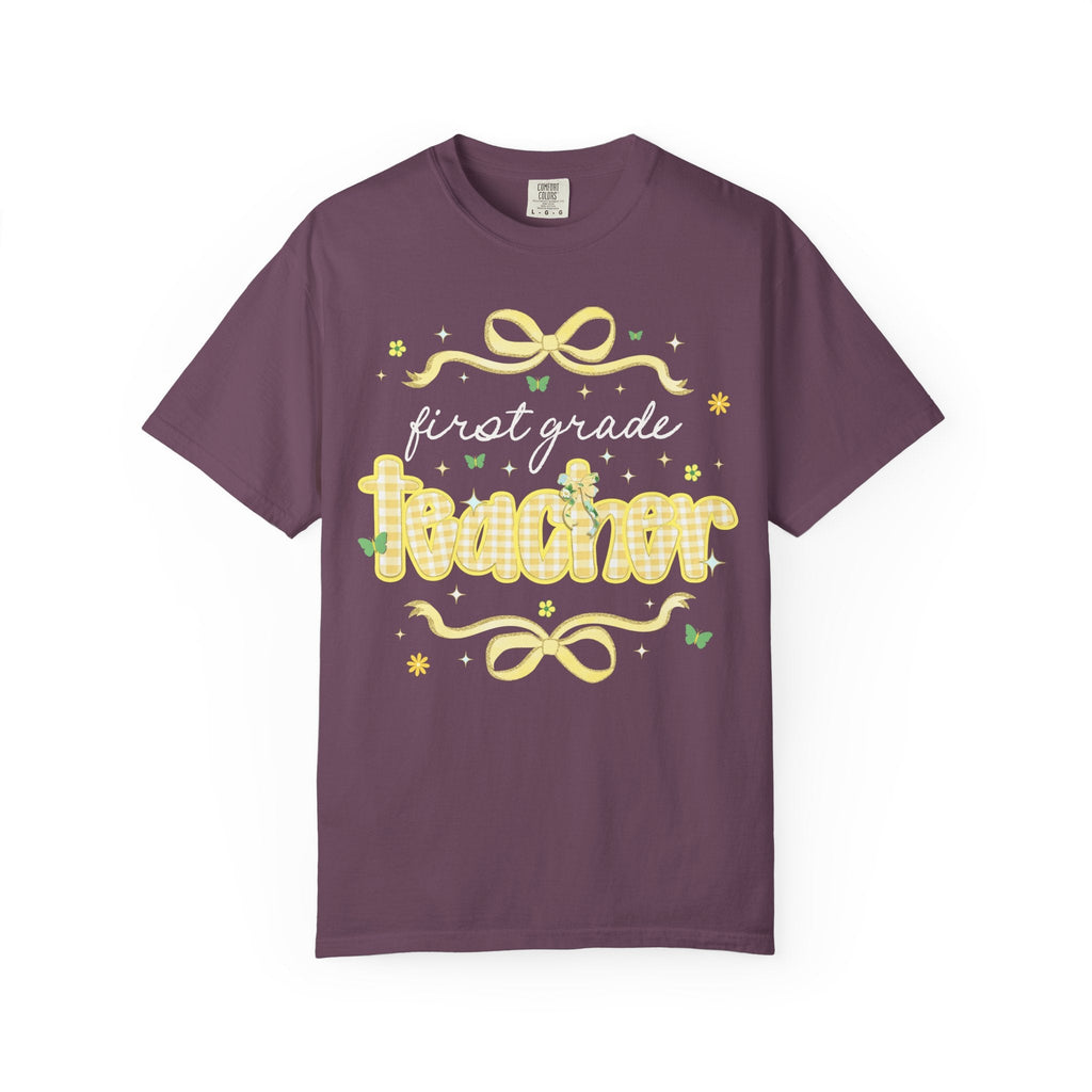 First Grade Teacher Tee Shirt with Cottagecore Lemon Aesthetic, Cute Fairycore Preppy T-Shirt for Back to School, First Day of School Tee - Opal and June