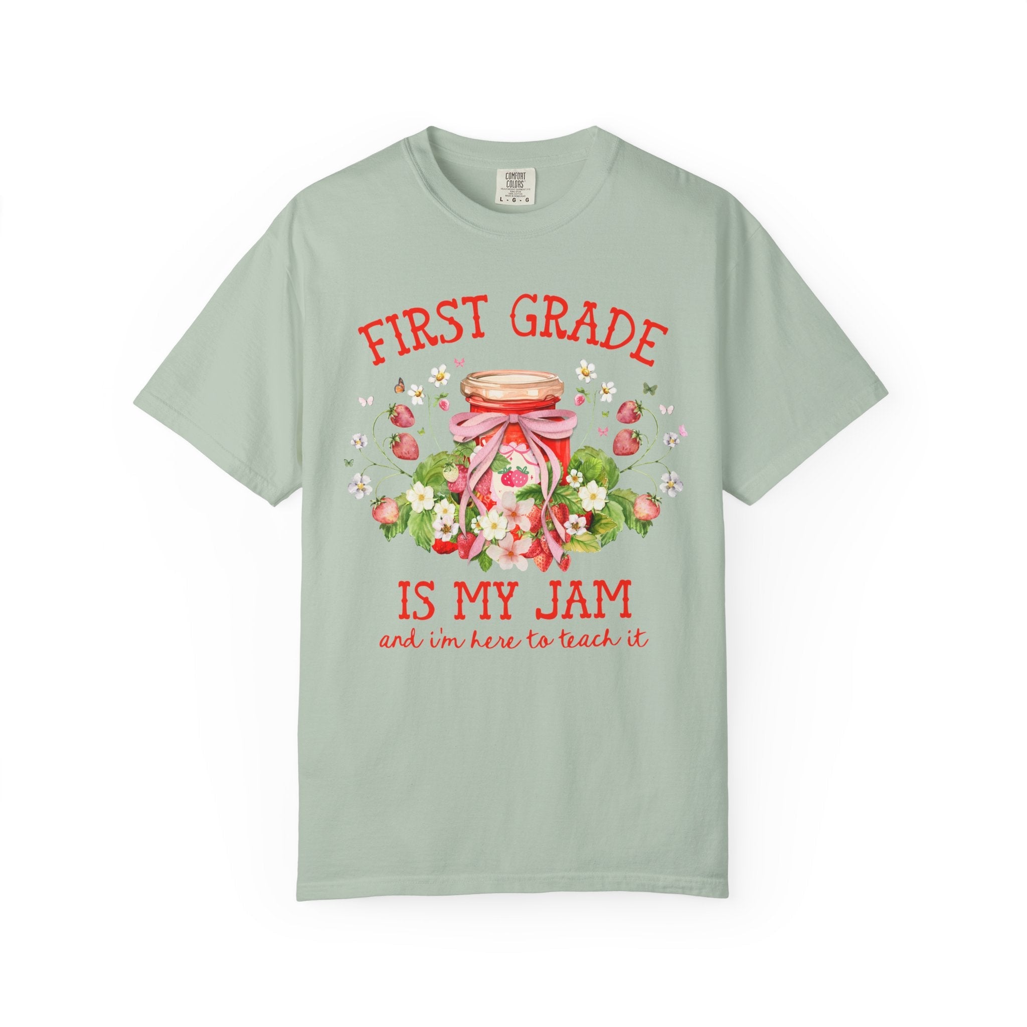 First Grade Teacher Tee Shirt with Strawberries: First Grade is My Jam, Matching Back to School, Meet the Teacher T-Shirt, First Grade Crew - Opal and June