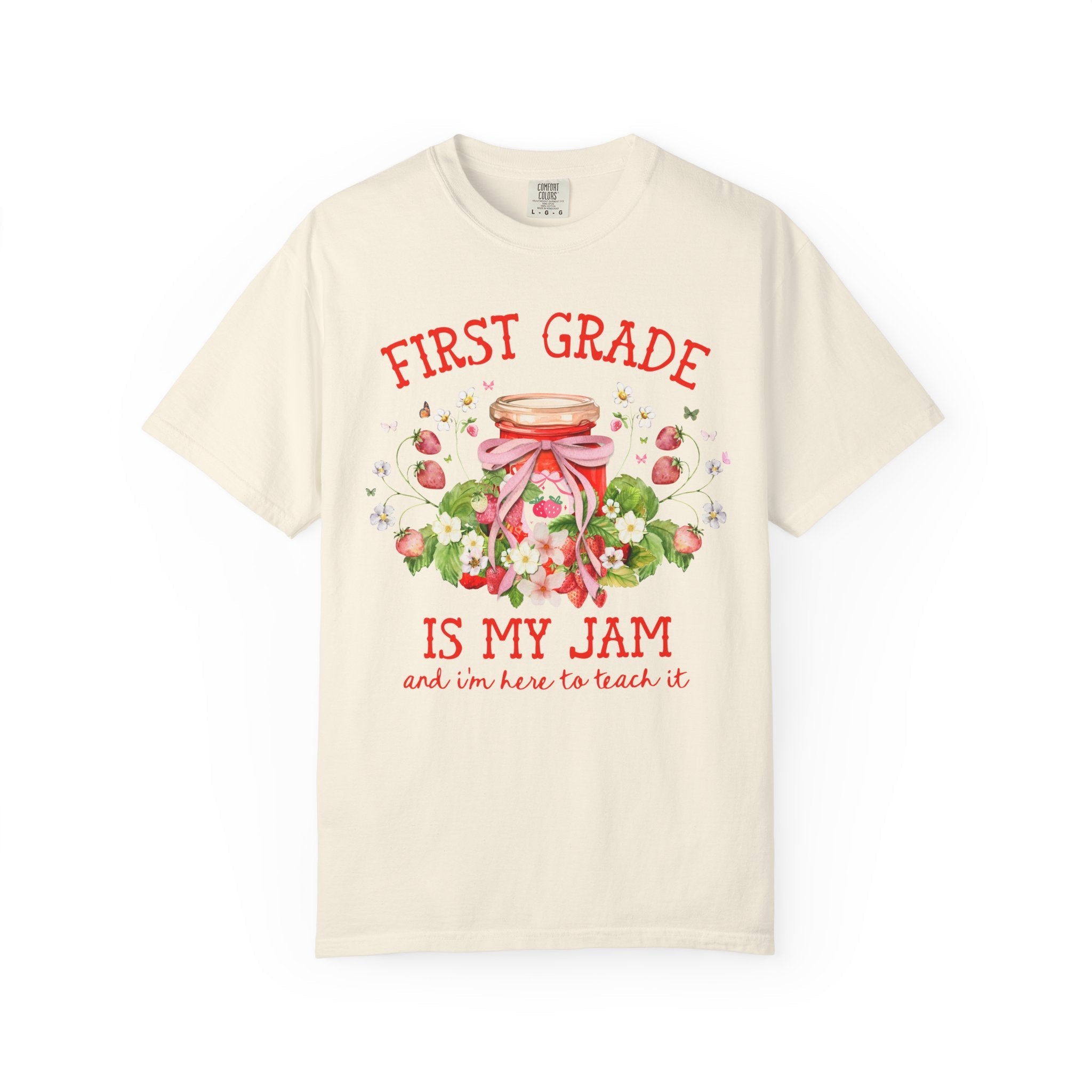 First Grade Teacher Tee Shirt with Strawberries: First Grade is My Jam, Matching Back to School, Meet the Teacher T-Shirt, First Grade Crew - Opal and June