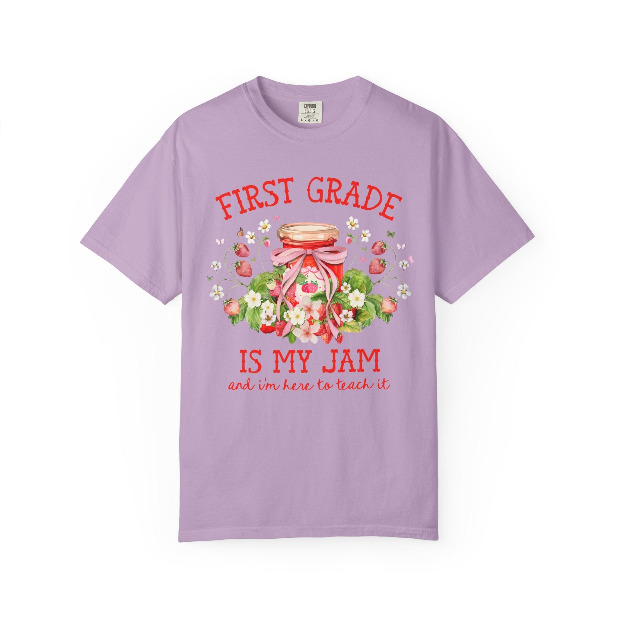 First Grade Teacher Tee Shirt with Strawberries: First Grade is My Jam, Matching Back to School, Meet the Teacher T-Shirt, First Grade Crew - Opal and June