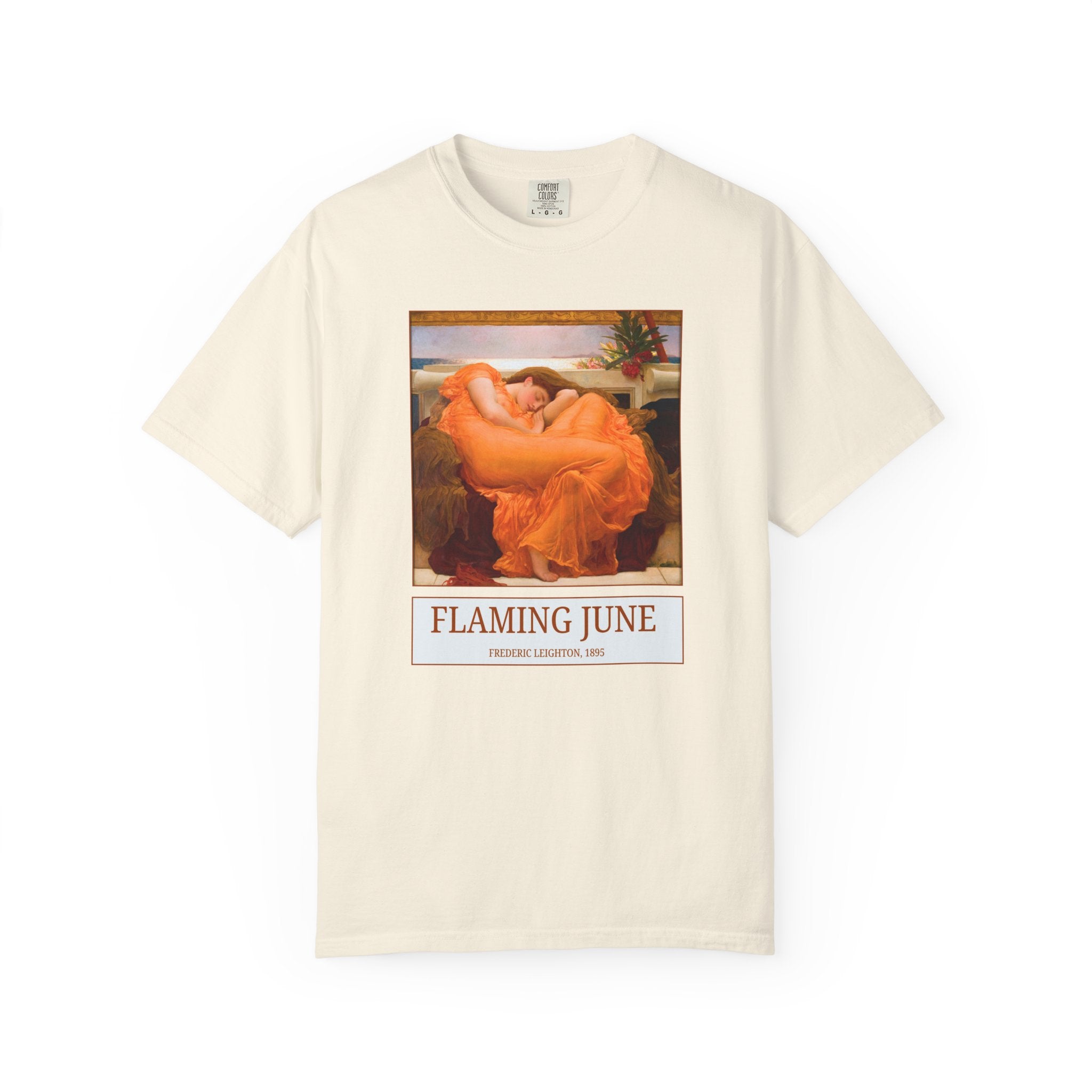 Flaming June by Frederic Leighton: Colorful Art History Tee Shirt, 19th Century Classic Academic Art Movement, English Art History Buff Gift - Opal and June