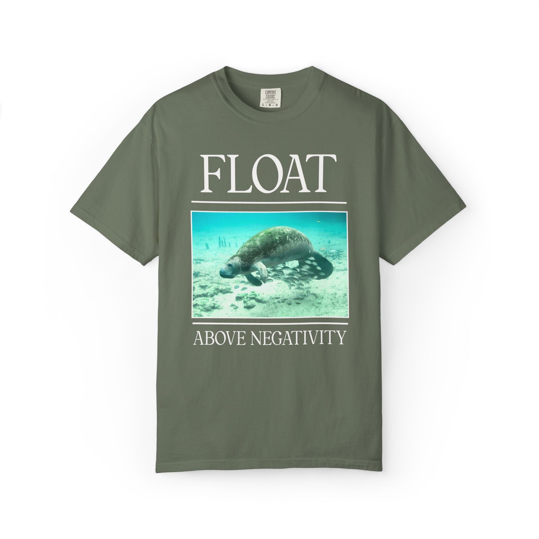Float Above Negativity Manatee Lover Tee Shirt for Elementary School Teacher, Cute Positive Affirmation Tee for Animal Lover, 90s Aesthetic - Opal and June