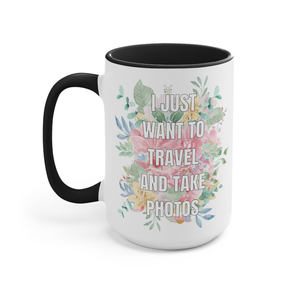 Floral Aesthetic Gift for Photographer Who Loves to Travel: 15 Oz Coffee Mug - Opal and June