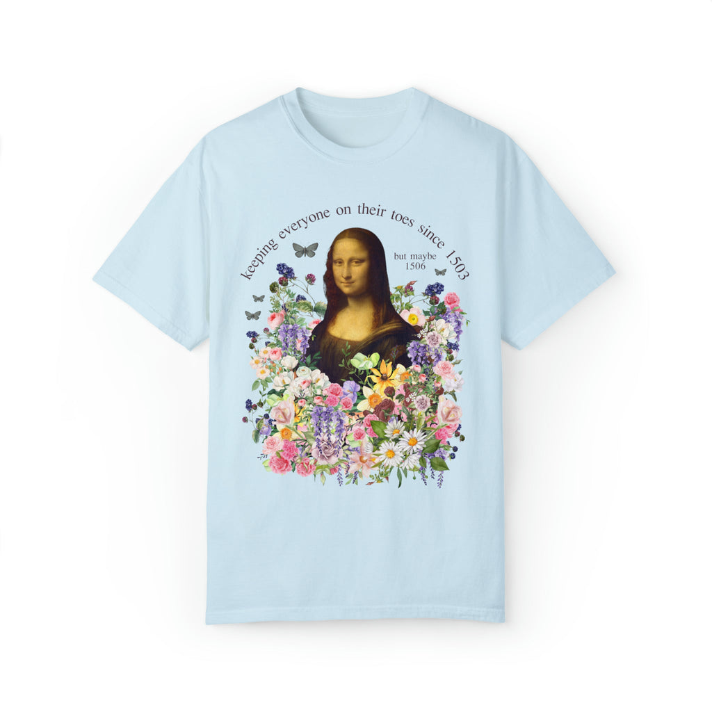 Floral Art History Tee Shirt: Cute Mona Lisa T-Shirt for History Teacher or Art Historian - Opal and June