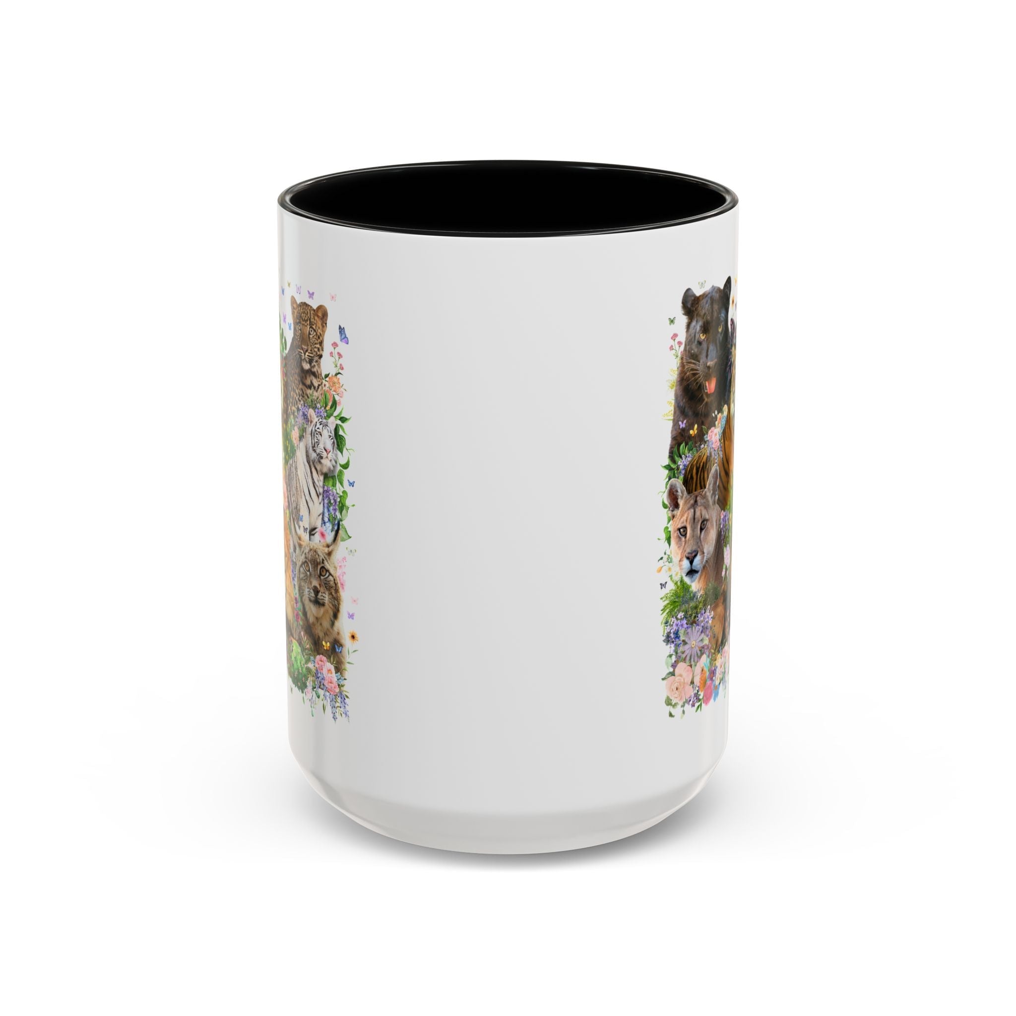 Floral Big Cat Collage Coffee Mug with Butterflies - Opal and June