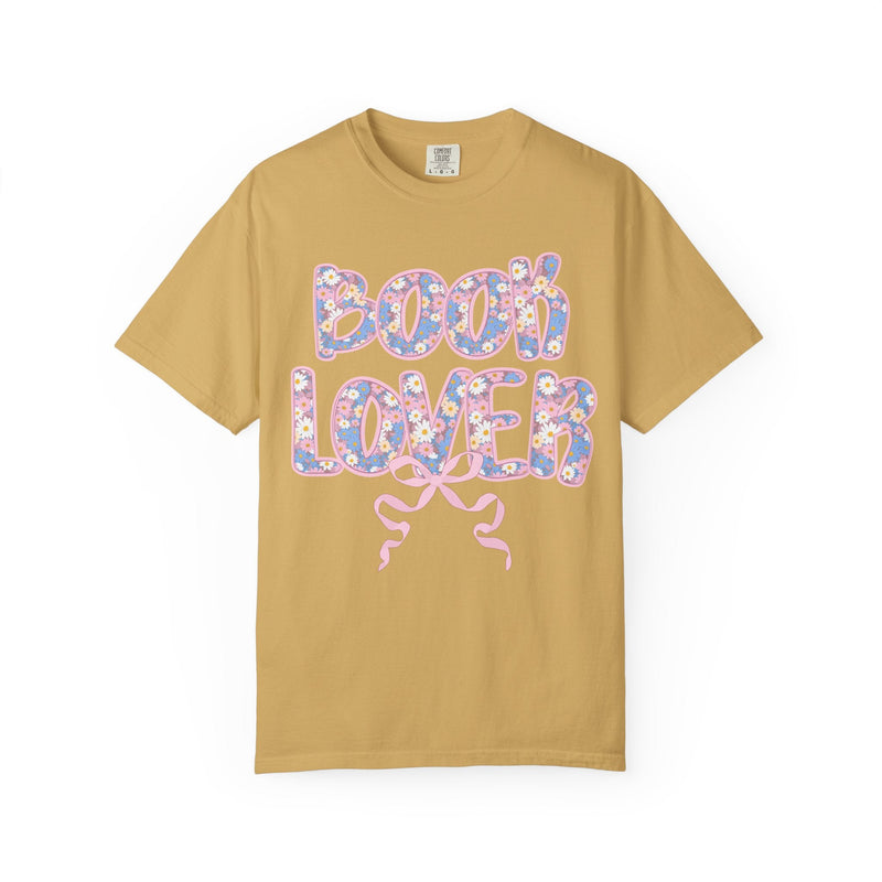 Floral Book Lover Tee Shirt with Boho Cottagecore Bow, Cute Bookish T-Shirt, 90s Floral Aesthetic, Romance Reader Bookworm or Librarian Gift - Opal and June
