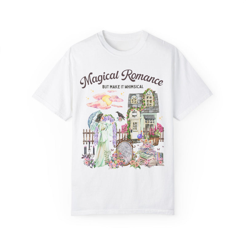 Floral Bookish Tee Shirt for Fantasy Romance Book Lover: Magic Romance But Make it Whimsical | Cottagecore Tee for Historical Romance Reader - Opal and June