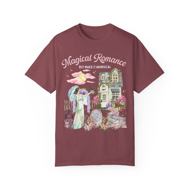 Floral Bookish Tee Shirt for Fantasy Romance Book Lover: Magic Romance But Make it Whimsical | Cottagecore Tee for Historical Romance Reader - Opal and June
