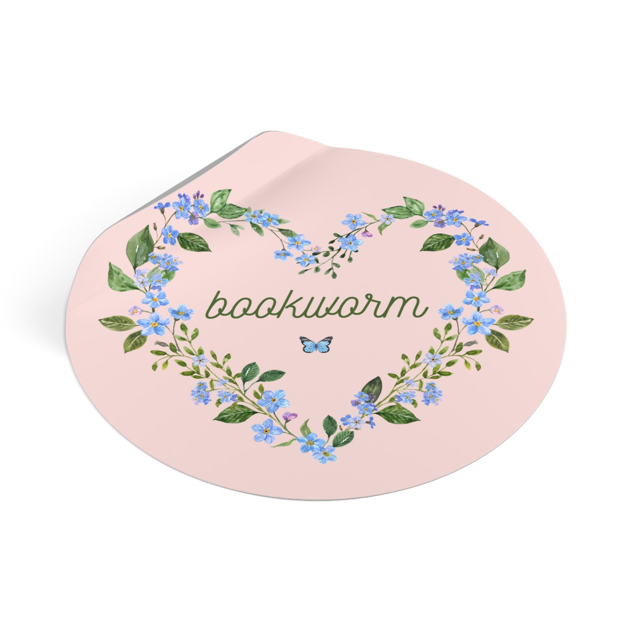 Floral Bookworm Sticker for Book Lover, Friend Who Loves Books, Romance Reader Sticker with Butterfly, Cute 90s Aesthetic Bookish Present - Opal and June