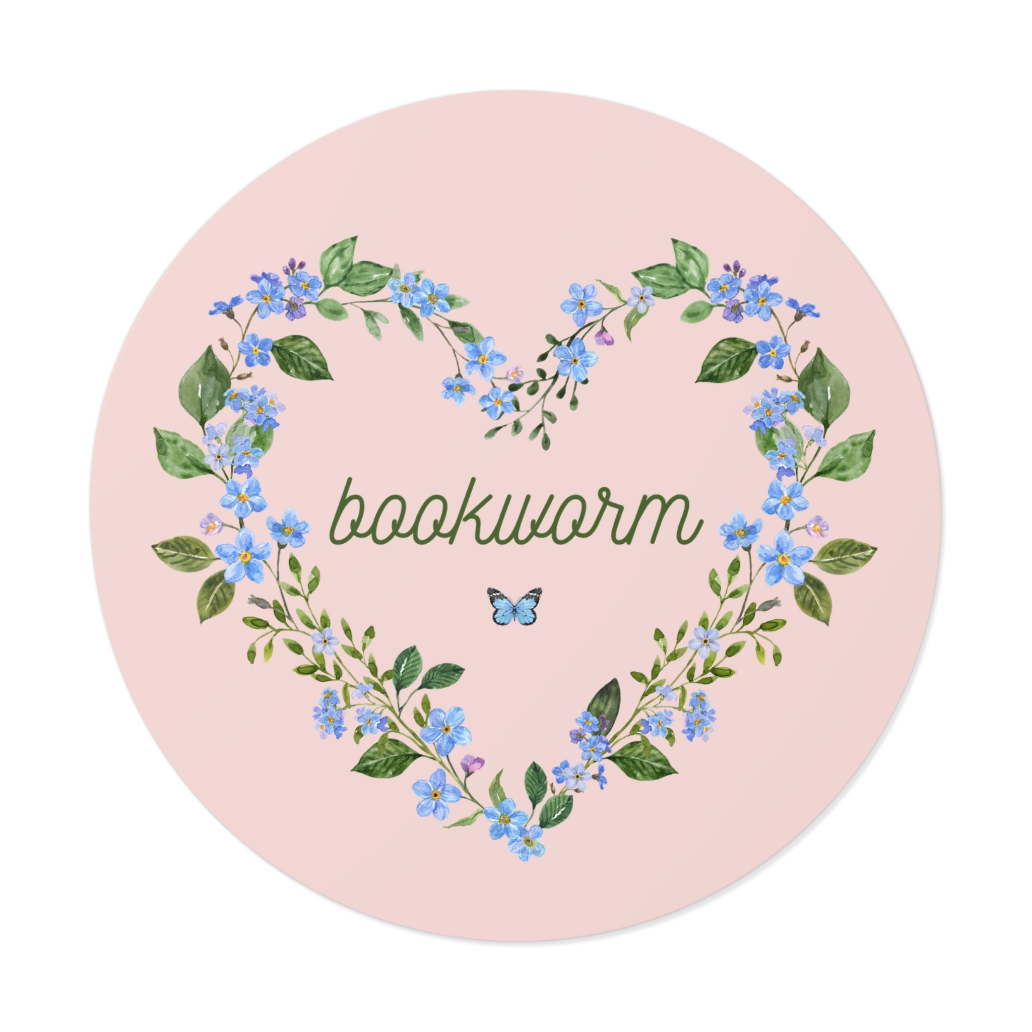 Floral Bookworm Sticker for Book Lover, Friend Who Loves Books, Romance Reader Sticker with Butterfly, Cute 90s Aesthetic Bookish Present - Opal and June