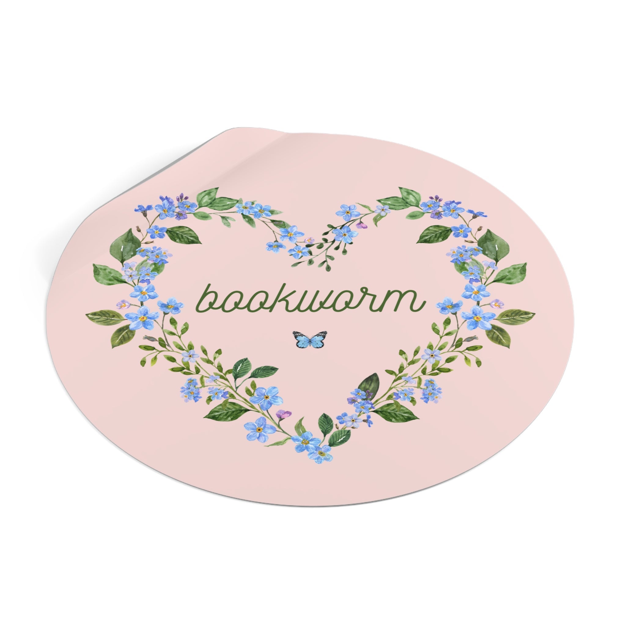 Floral Bookworm Sticker for Book Lover, Friend Who Loves Books, Romance Reader Sticker with Butterfly, Cute 90s Aesthetic Bookish Present - Opal and June