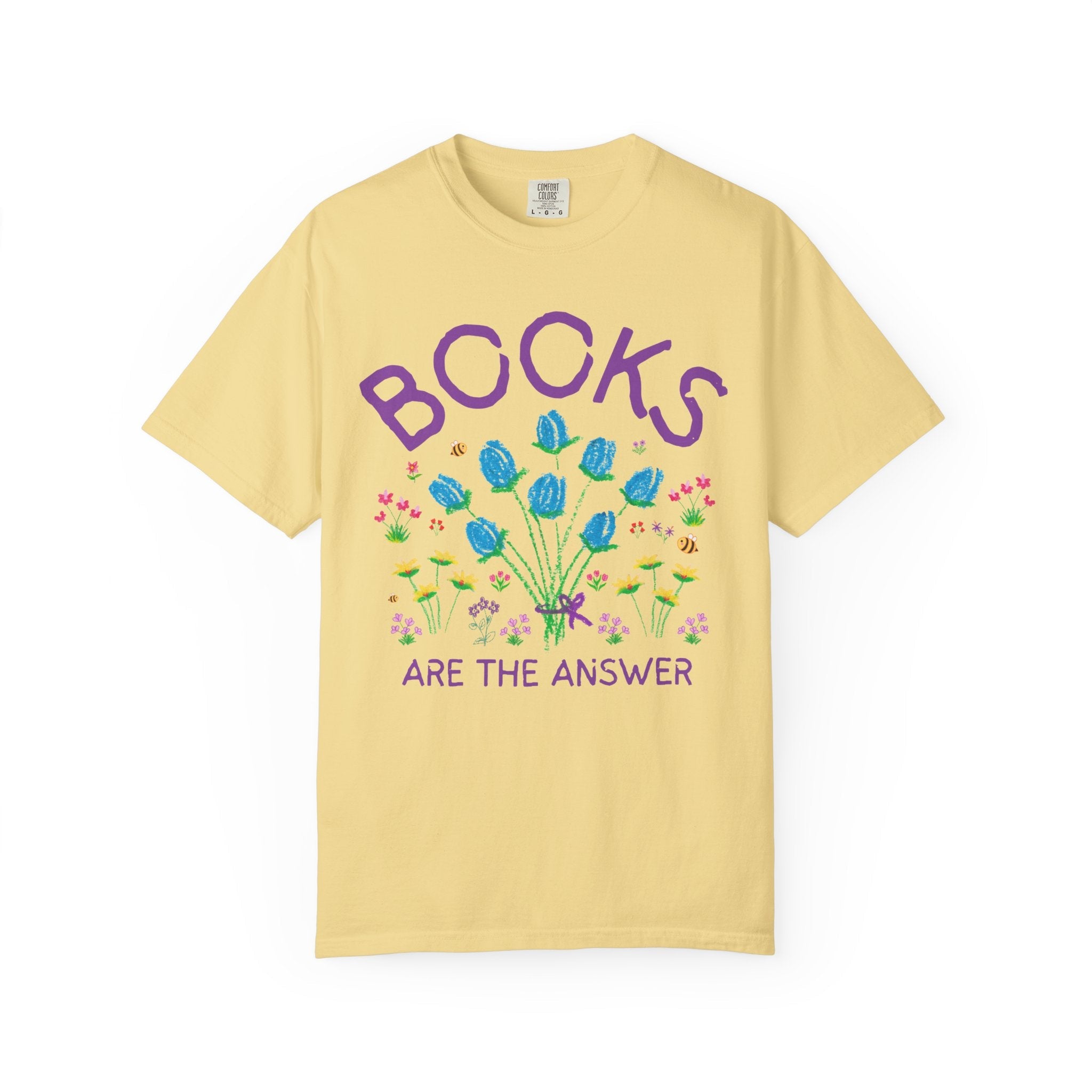 Floral Bookworm Tee Shirt for Friend Who Loves Romance Novels or Mystery Books: Books are the Answer, Cute Librarian Gift, Reading Teacher - Opal and June