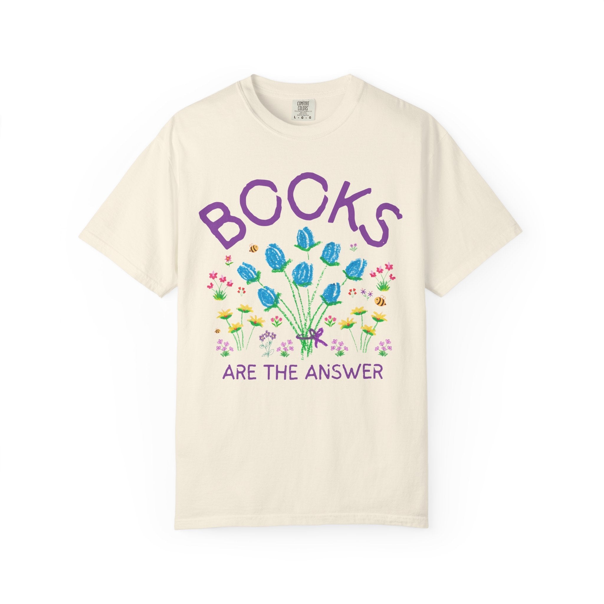 Floral Bookworm Tee Shirt for Friend Who Loves Romance Novels or Mystery Books: Books are the Answer, Cute Librarian Gift, Reading Teacher - Opal and June