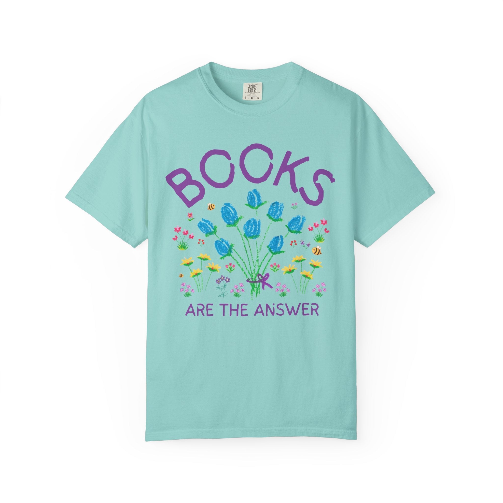 Floral Bookworm Tee Shirt for Friend Who Loves Romance Novels or Mystery Books: Books are the Answer, Cute Librarian Gift, Reading Teacher - Opal and June