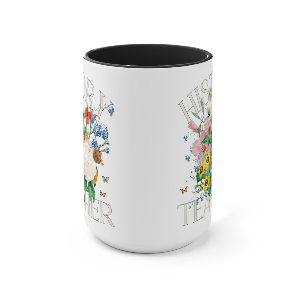 Floral Coffee Mug for History Teacher: 15 Oz Coffee Mug | Boho Vintage Botanical Mug - Opal and June