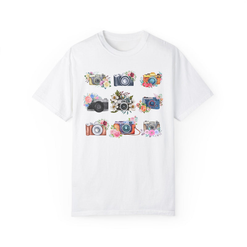 Floral Cottagecore Camera T-Shirt: Cute Whimsigoth Aesthetic Tee Shirt for Wedding Photographer or Photography Major, Mom Who Loves Photos - Opal and June