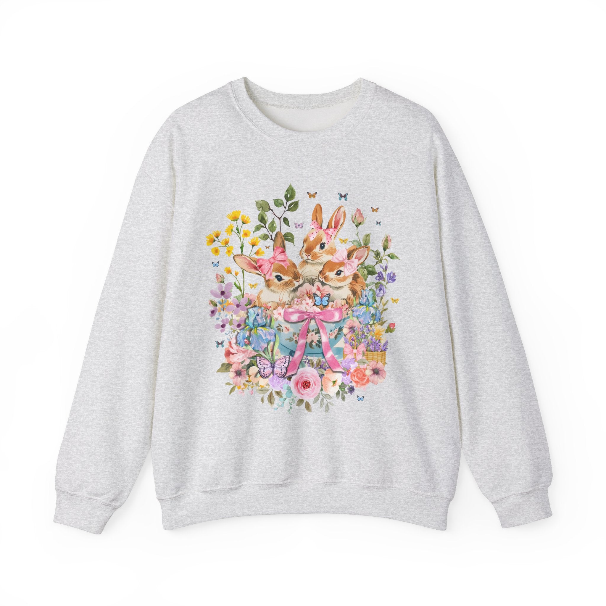 Floral Cottagecore Colorful Bunny Sweatshirt - Opal and June