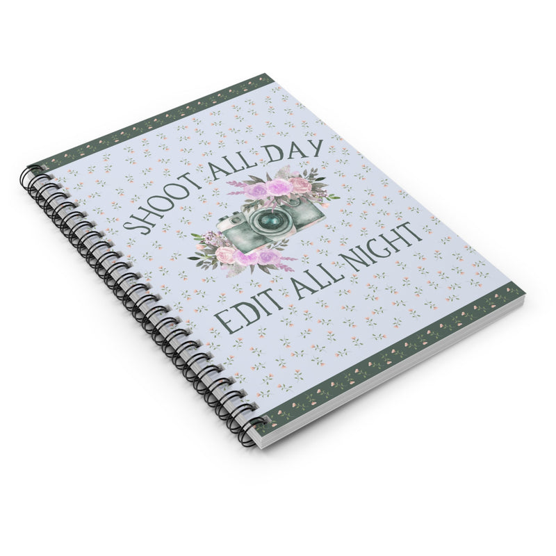 Floral Cottagecore Notebook for Wedding Photographer: Boho Spiral Journal for Photography Student or Major, Flower Notebook with Cute Camera - Opal and June