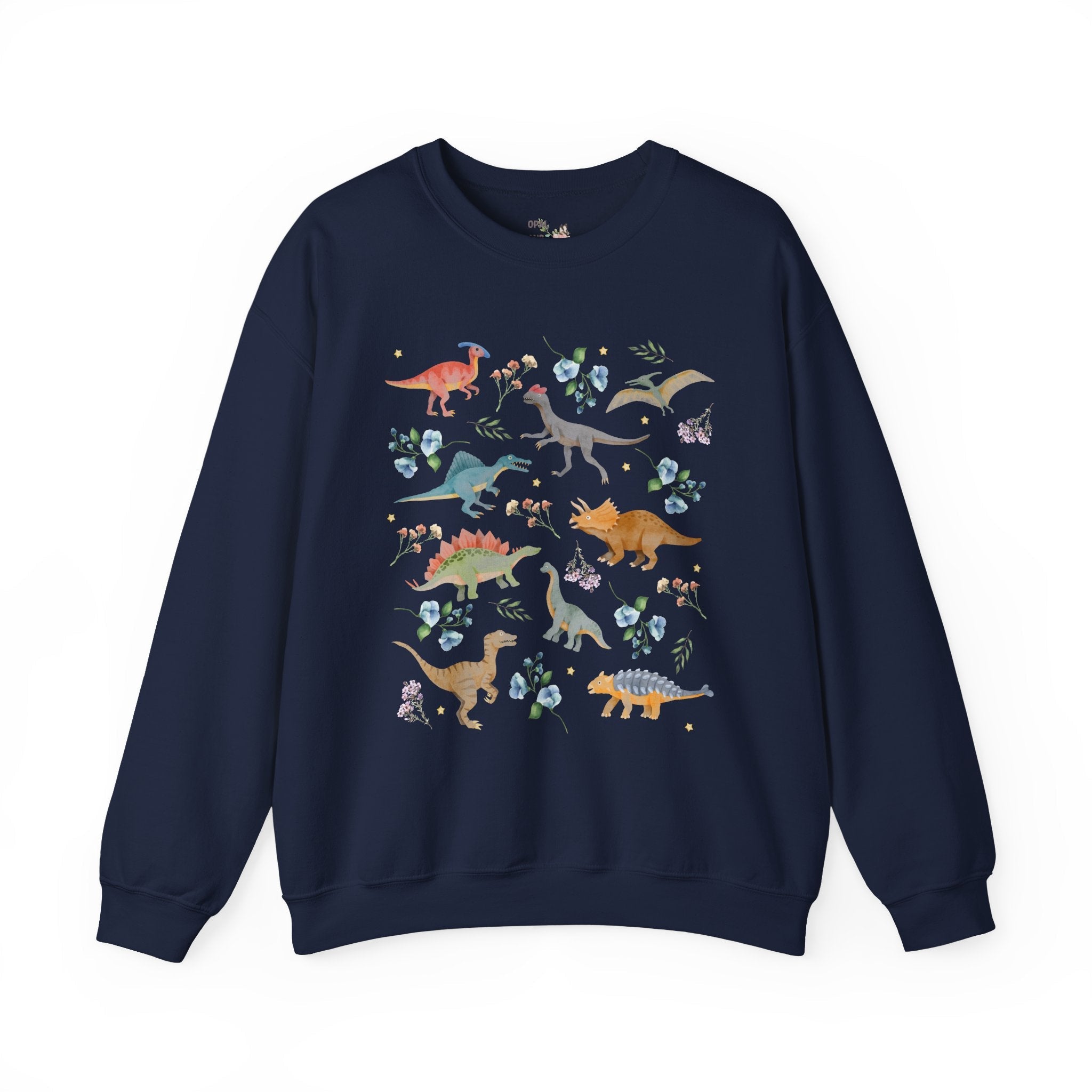 Floral Dinosaur Sweatshirt with Pastel Colors | Vintage Botanical Flowers, Shirt for Dinosaur Lover, Funny and Sweet Gift for Her, 90s Vibes - Opal and June