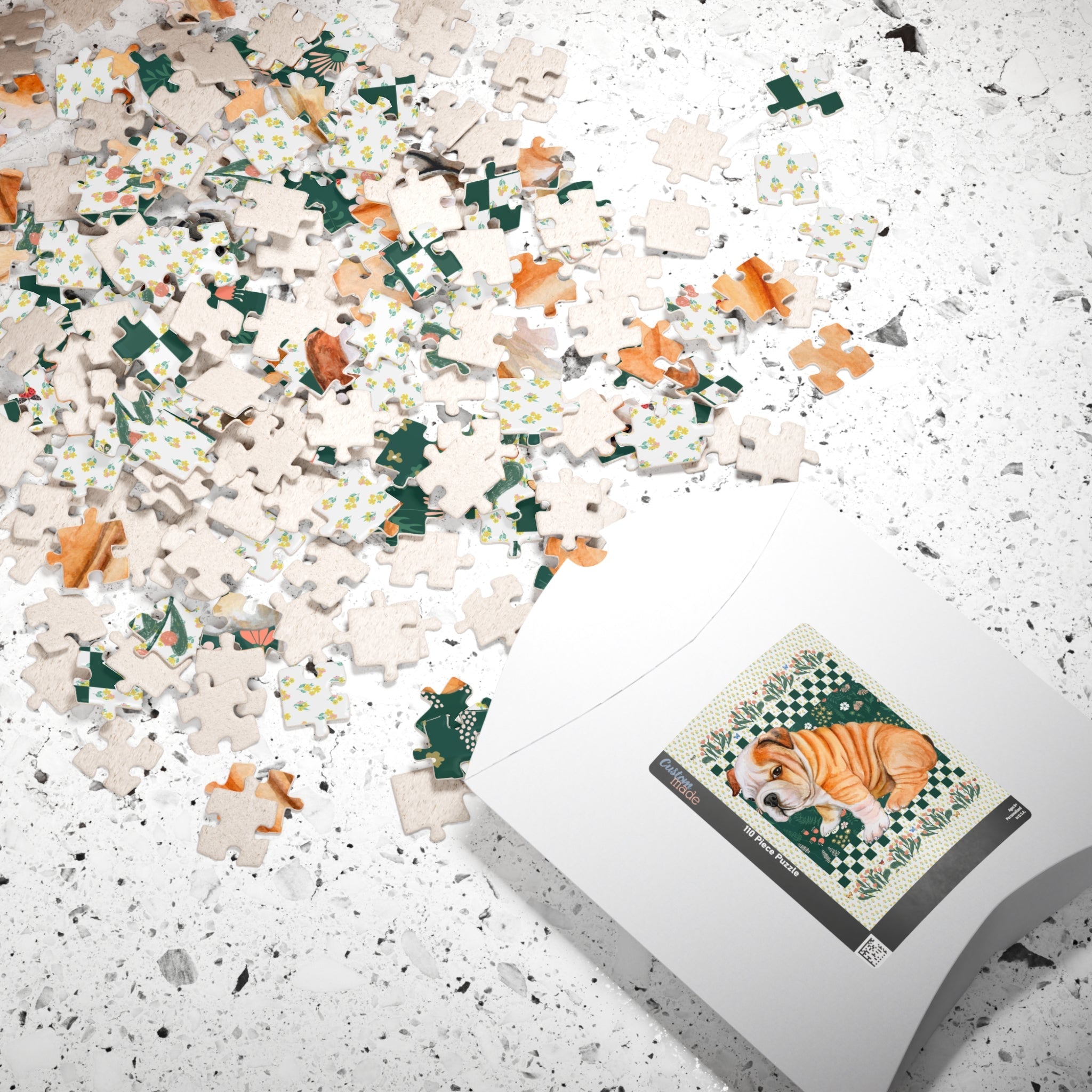 Floral English Bulldog Puzzle - Opal and June