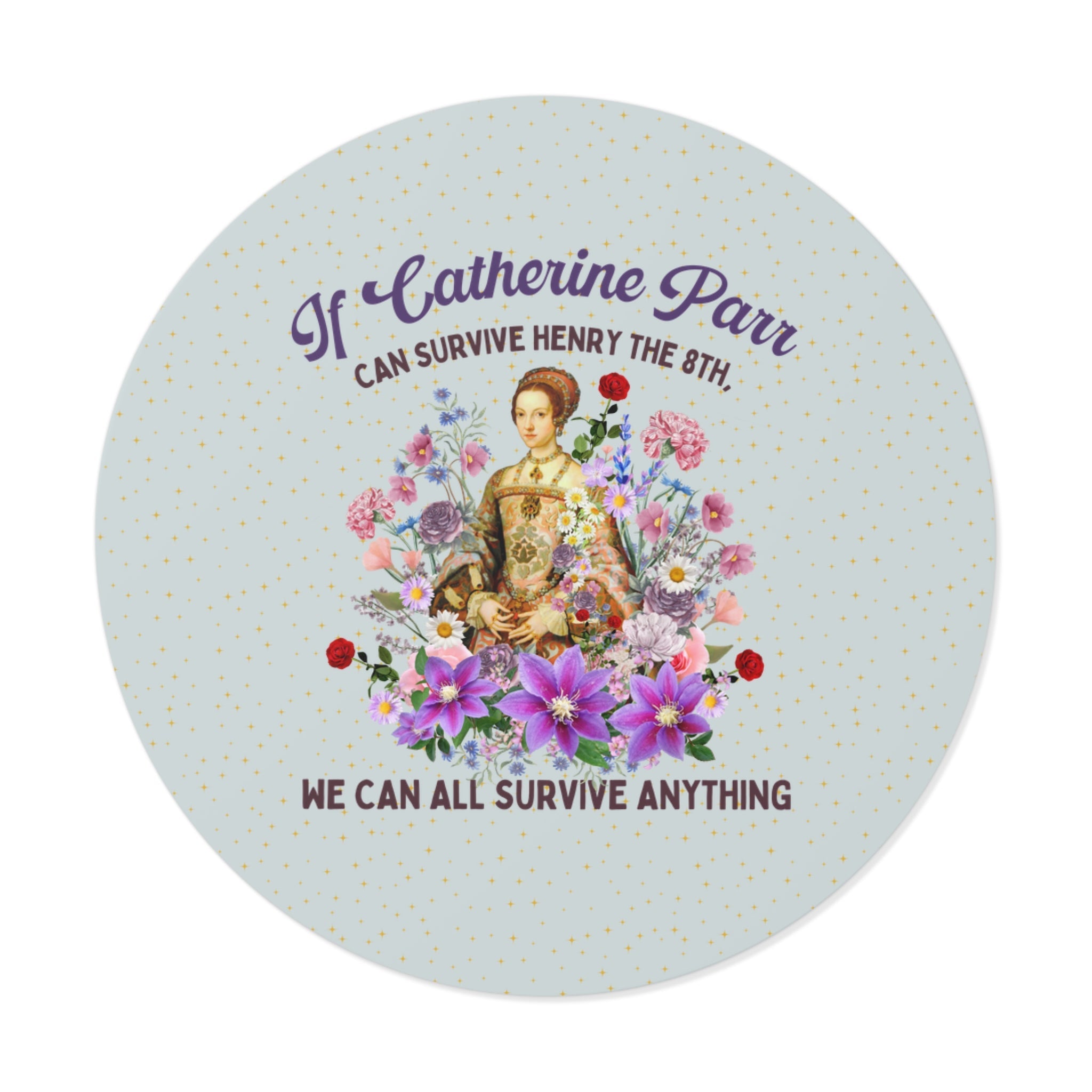 Floral English History Sticker with Cottagecore Flowers: Catherine Parr, Funny History Professor Gift, Social Studies Teacher, Boho Flowers - Opal and June