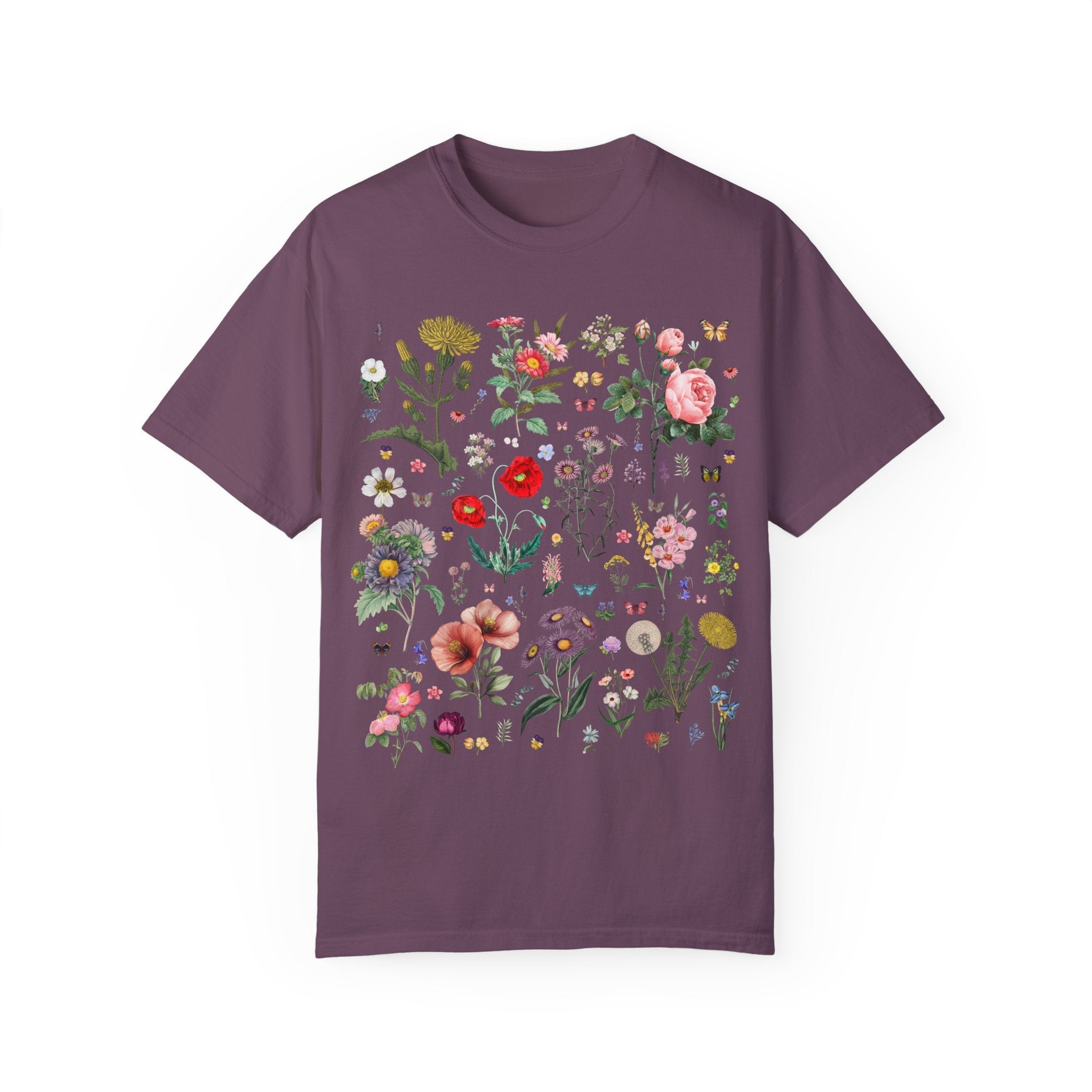 Floral Goblincore Garden Lover T-Shirt for Mom Who Loves Flowers, Cute Wedding Florist or Flower Farmer Shirt, Vintage Botanical Butterflies - Opal and June
