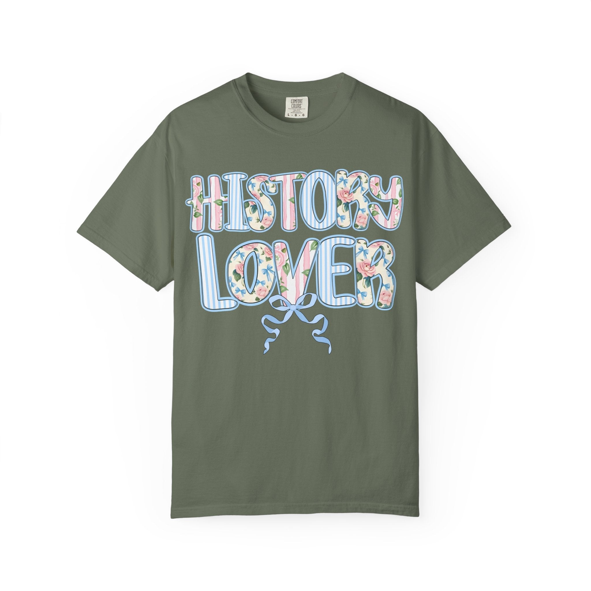 Floral History Lover Tee Shirt with Ribbon, Cute Dreamcore History Buff T-Shirt, Women's History, Social Studies Teacher, History Department - Opal and June