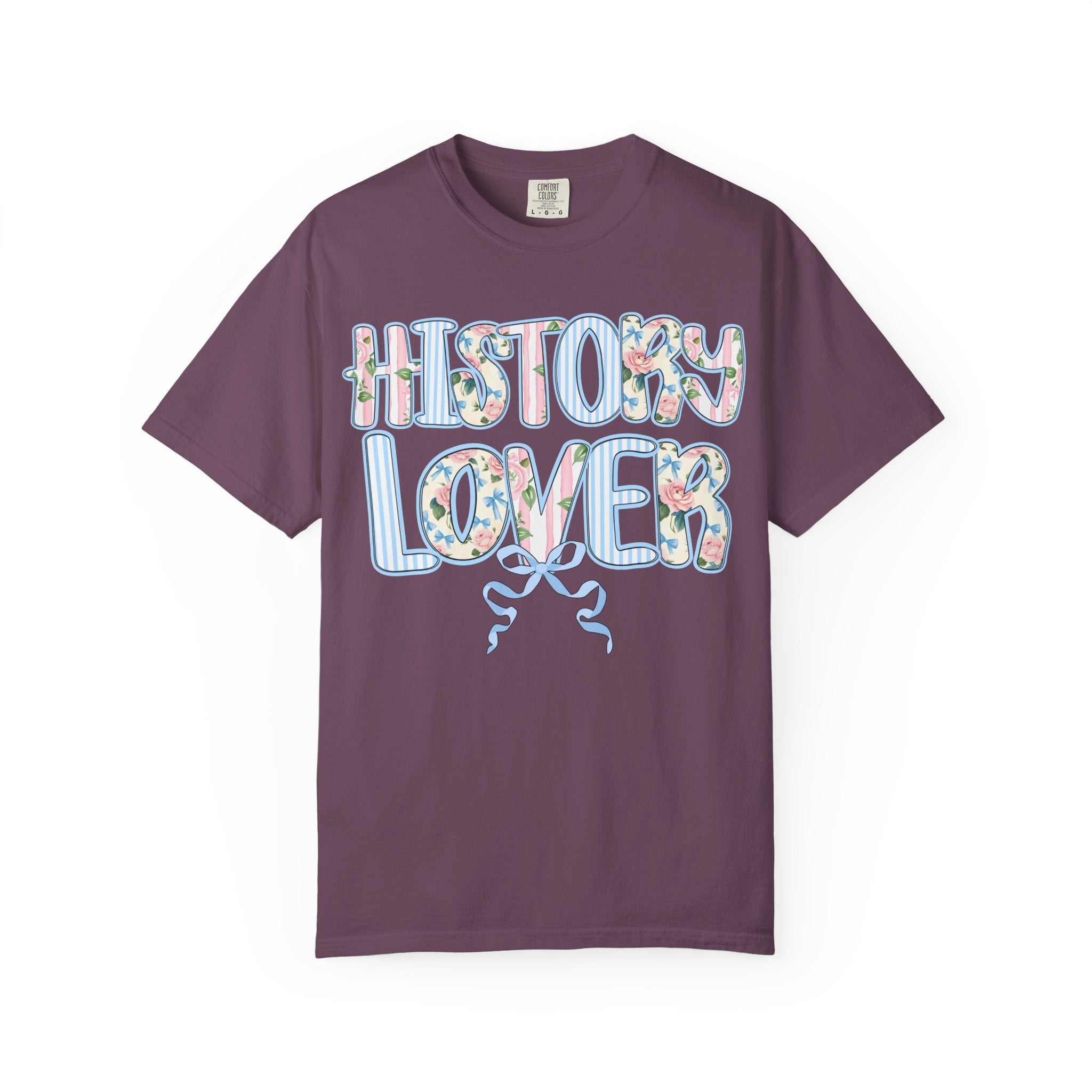 Floral History Lover Tee Shirt with Ribbon, Cute Dreamcore History Buff T-Shirt, Women's History, Social Studies Teacher, History Department - Opal and June