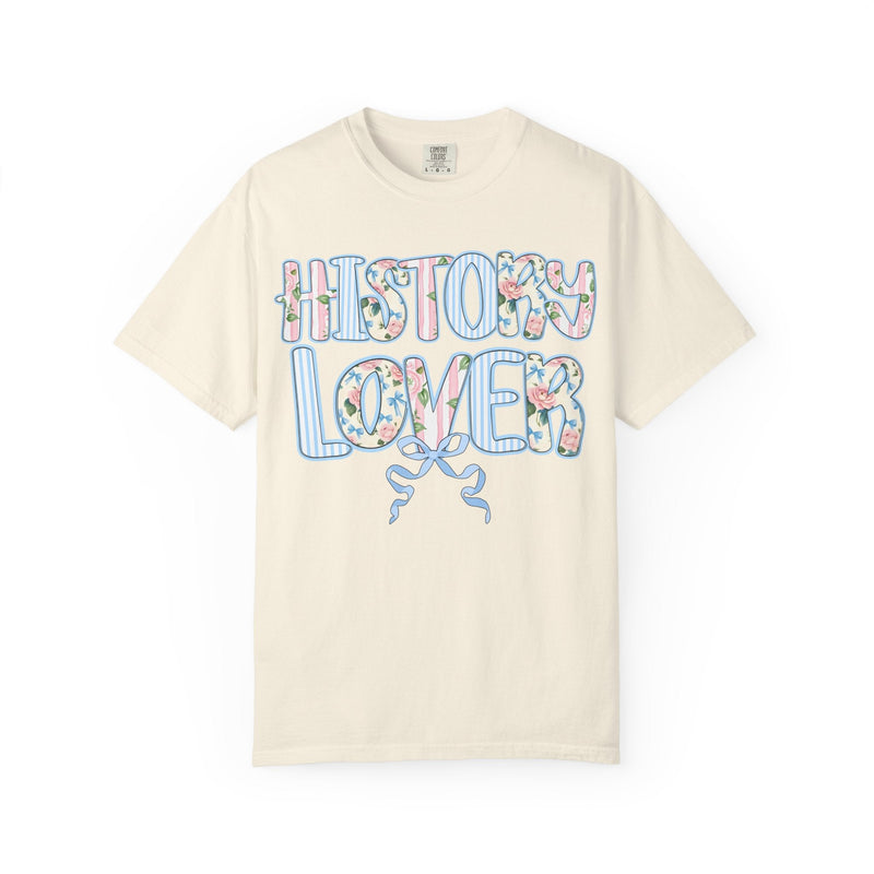 Floral History Lover Tee Shirt with Ribbon, Cute Dreamcore History Buff T-Shirt, Women's History, Social Studies Teacher, History Department - Opal and June