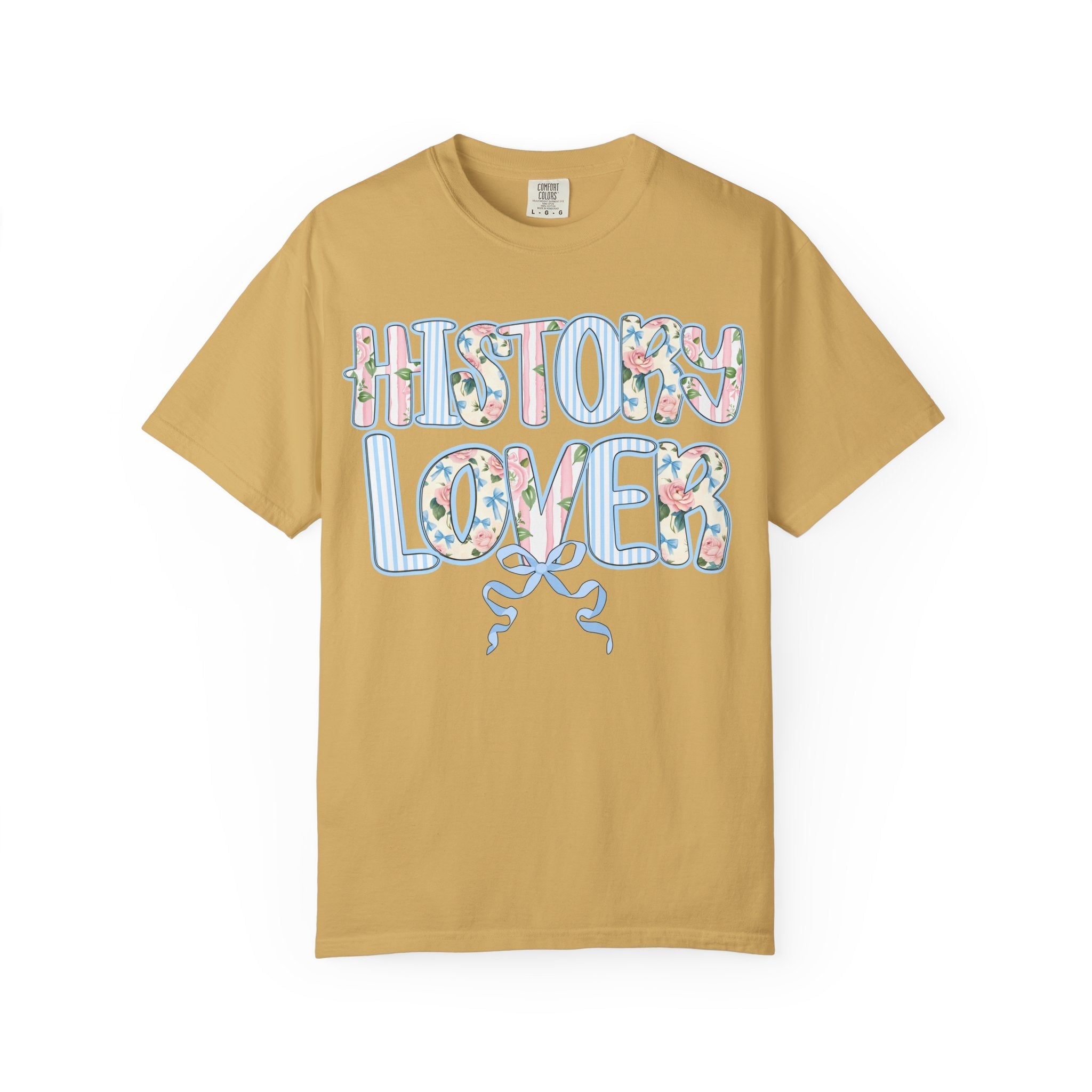 Floral History Lover Tee Shirt with Ribbon, Cute Dreamcore History Buff T-Shirt, Women's History, Social Studies Teacher, History Department - Opal and June