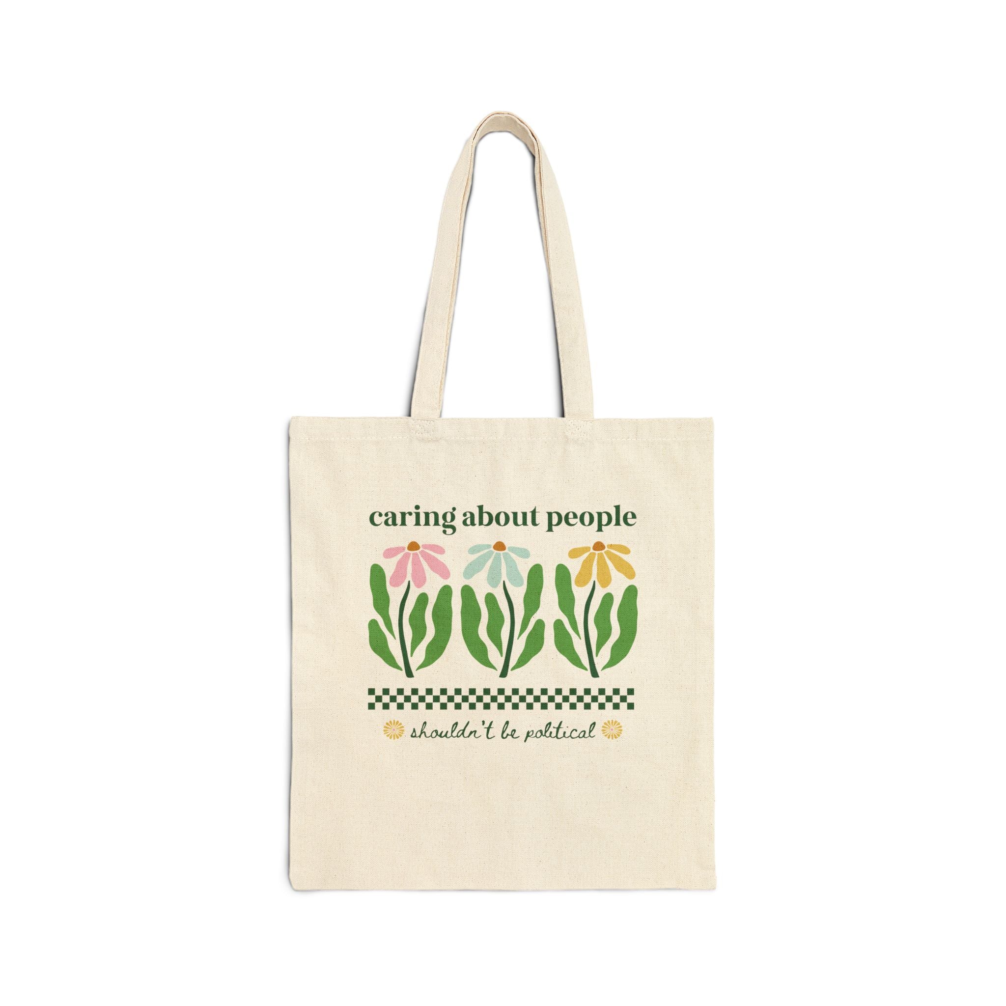 Floral Human Rights Tote Bag for Moms Who Believe in Equal Rights: Colorful Maximalist Flower Bag for Democrat, Womens Rights Feminist Gift - Opal and June