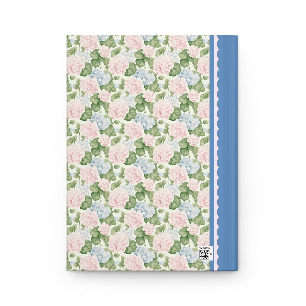 Floral Initial Notebook with Butterflies and Ribbon, Pastel Striped Hardcover Notebook with Flowers, Colorful Cottagecore Gift for Writer - Opal and June
