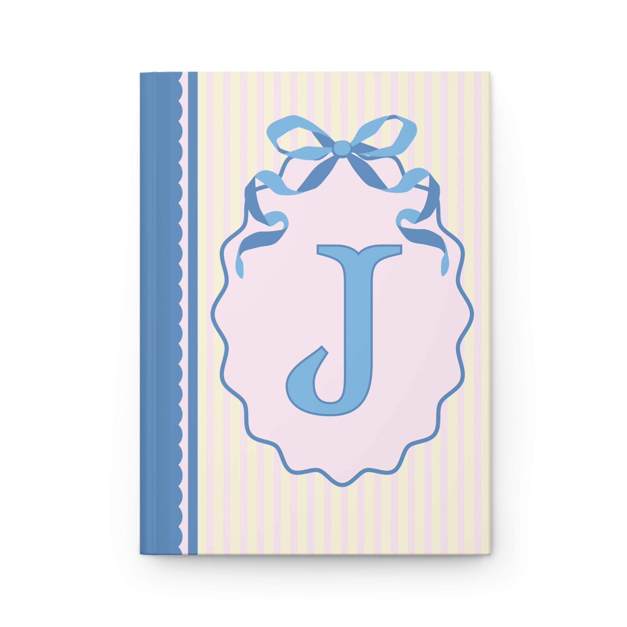 Floral Initial Notebook with Butterflies and Ribbon, Pastel Striped Hardcover Notebook with Flowers: J - Opal and June