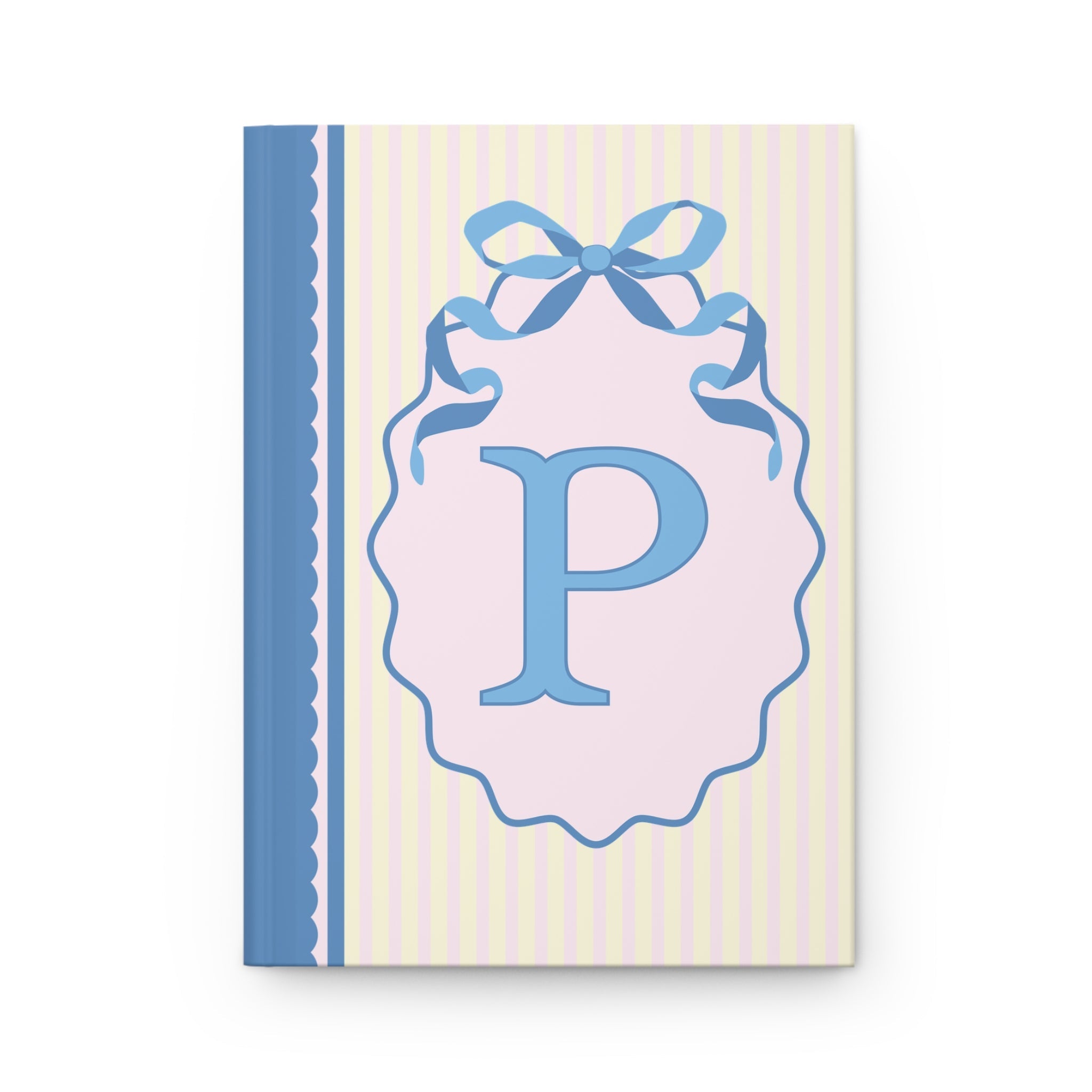 Floral Initial Notebook with Butterflies and Ribbon, Pastel Striped Hardcover Notebook with Flowers: P - Opal and June