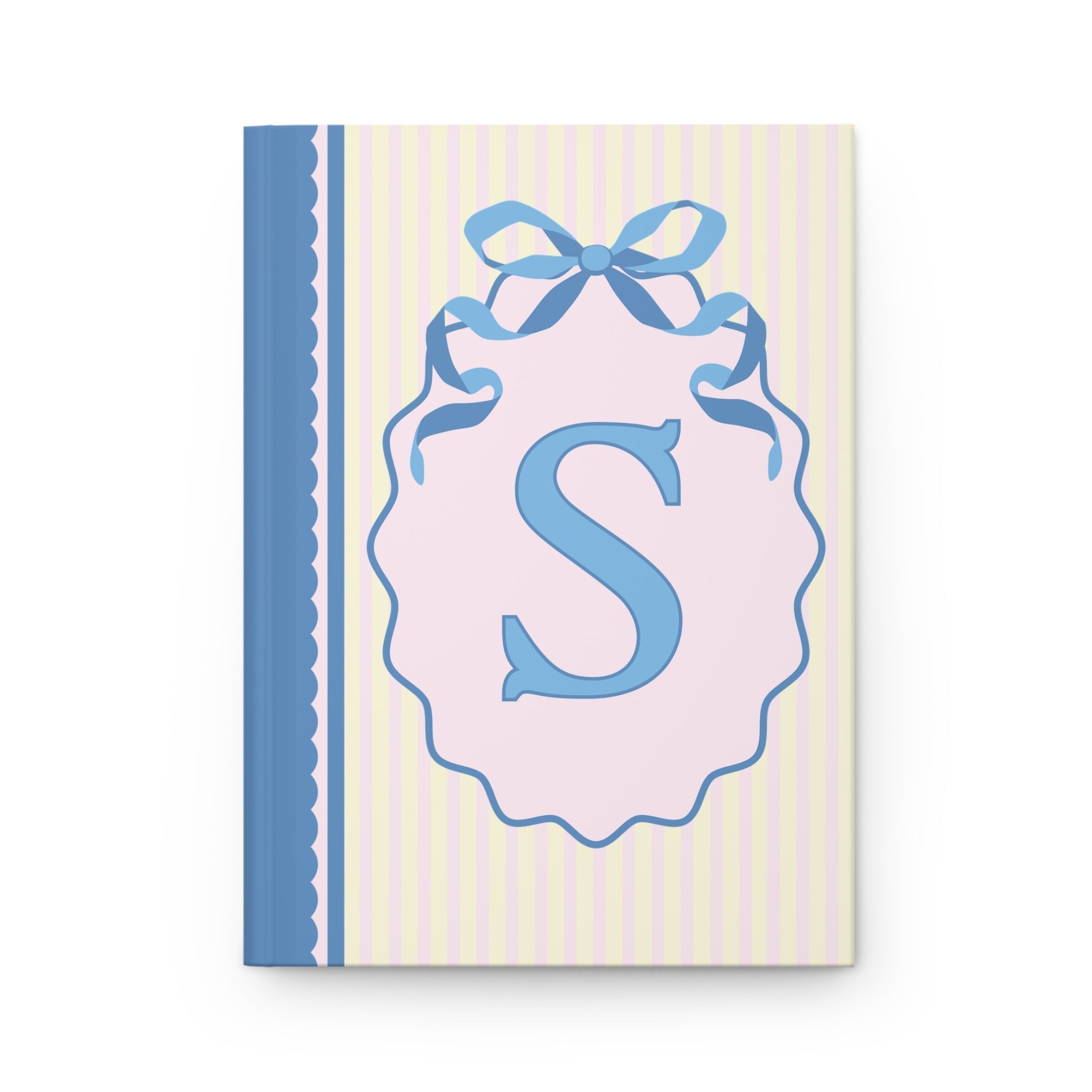 Floral Initial Notebook with Butterflies and Ribbon, Pastel Striped Hardcover Notebook with Flowers: S - Opal and June