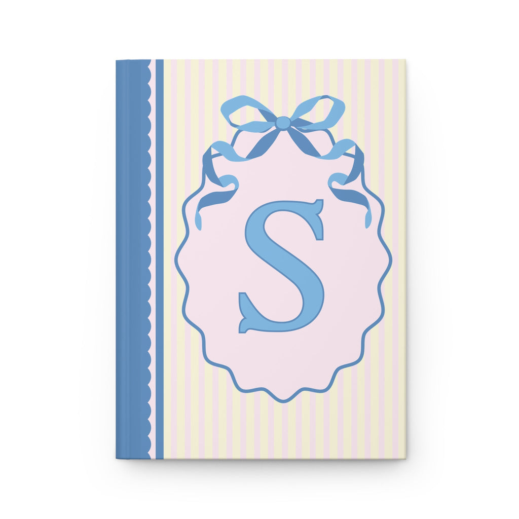Floral Initial Notebook with Butterflies and Ribbon, Pastel Striped Hardcover Notebook with Flowers: S - Opal and June