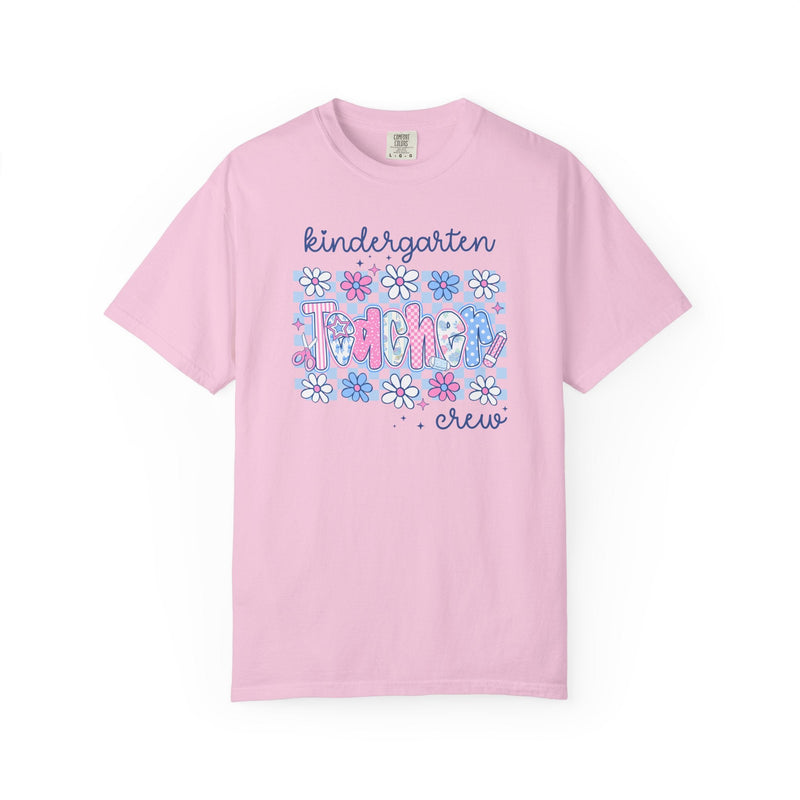 Floral Kindergarten Crew Matching Teacher Tee Shirt, Back To School Kindergarten Team T-Shirt, First Day of School or Meet the Teacher Night - Opal and June