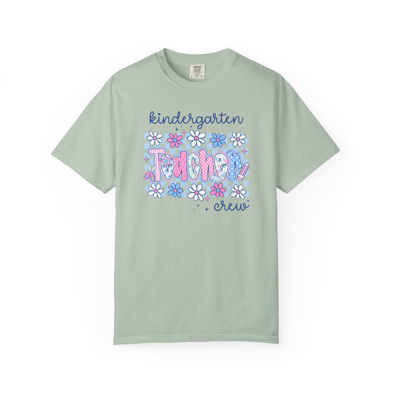 Floral Kindergarten Crew Matching Teacher Tee Shirt, Back To School Kindergarten Team T-Shirt, First Day of School or Meet the Teacher Night - Opal and June