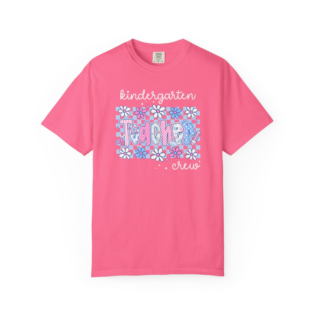 Floral Kindergarten Crew Matching Teacher Tee Shirt, Back To School Kindergarten Team T-Shirt, First Day of School or Meet the Teacher Night - Opal and June