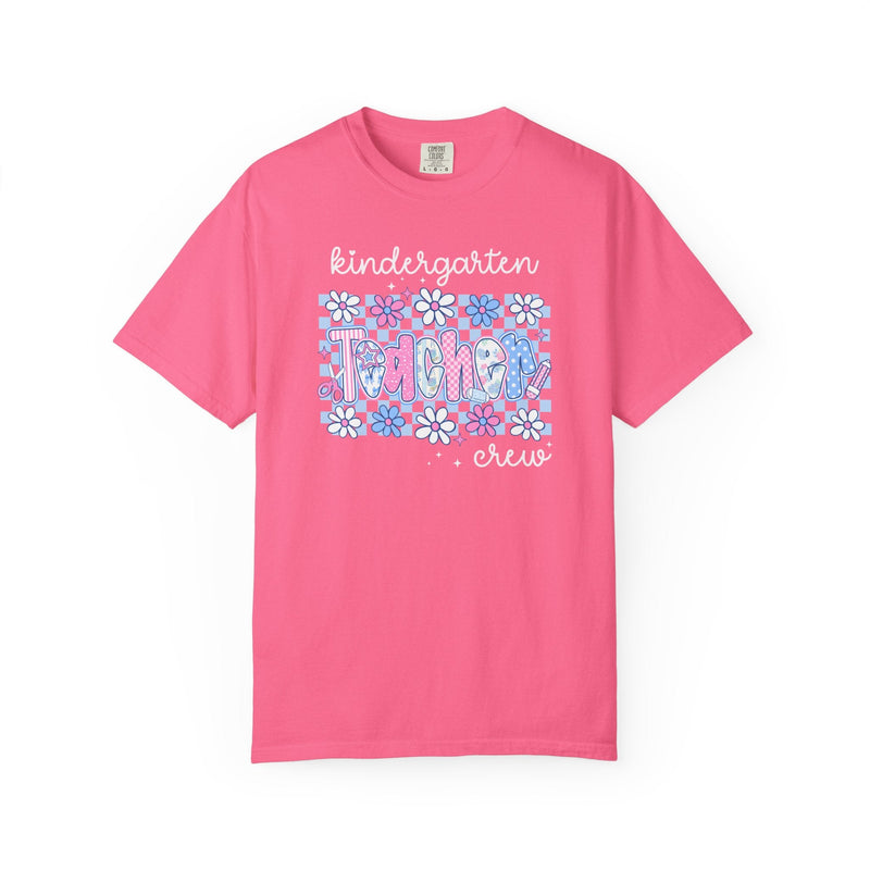 Floral Kindergarten Crew Matching Teacher Tee Shirt, Back To School Kindergarten Team T-Shirt, First Day of School or Meet the Teacher Night - Opal and June