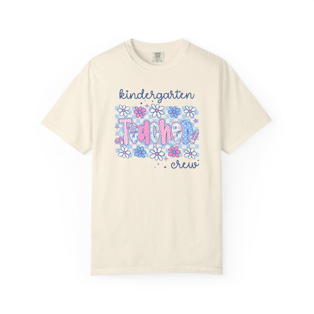 Floral Kindergarten Crew Matching Teacher Tee Shirt, Back To School Kindergarten Team T-Shirt, First Day of School or Meet the Teacher Night - Opal and June