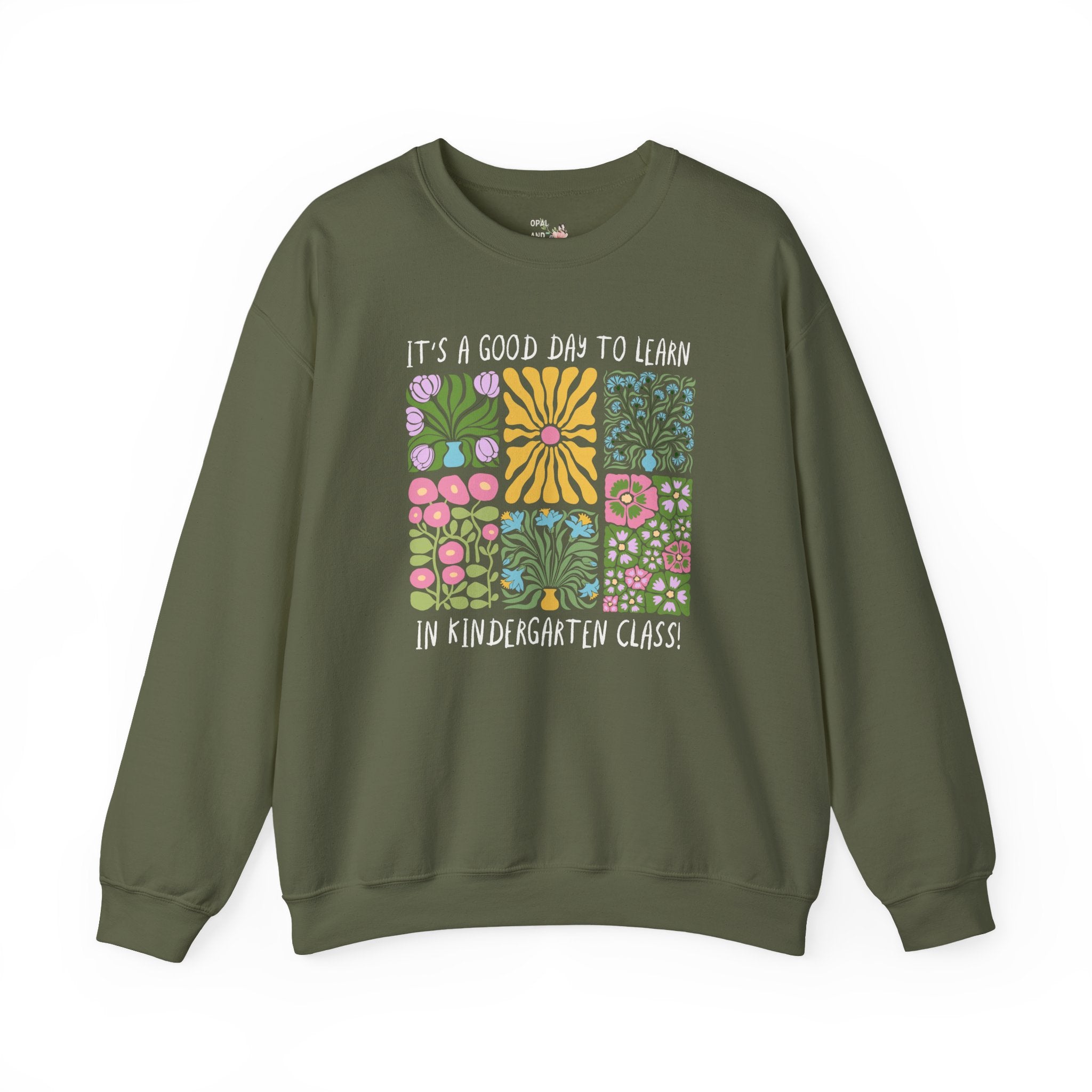 Floral Kindergarten Teacher Sweatshirt, Kindergarten Crew or Squad Crewneck, Back to School Kinder Squad, Teacher Team Appreciation Gift - Opal and June