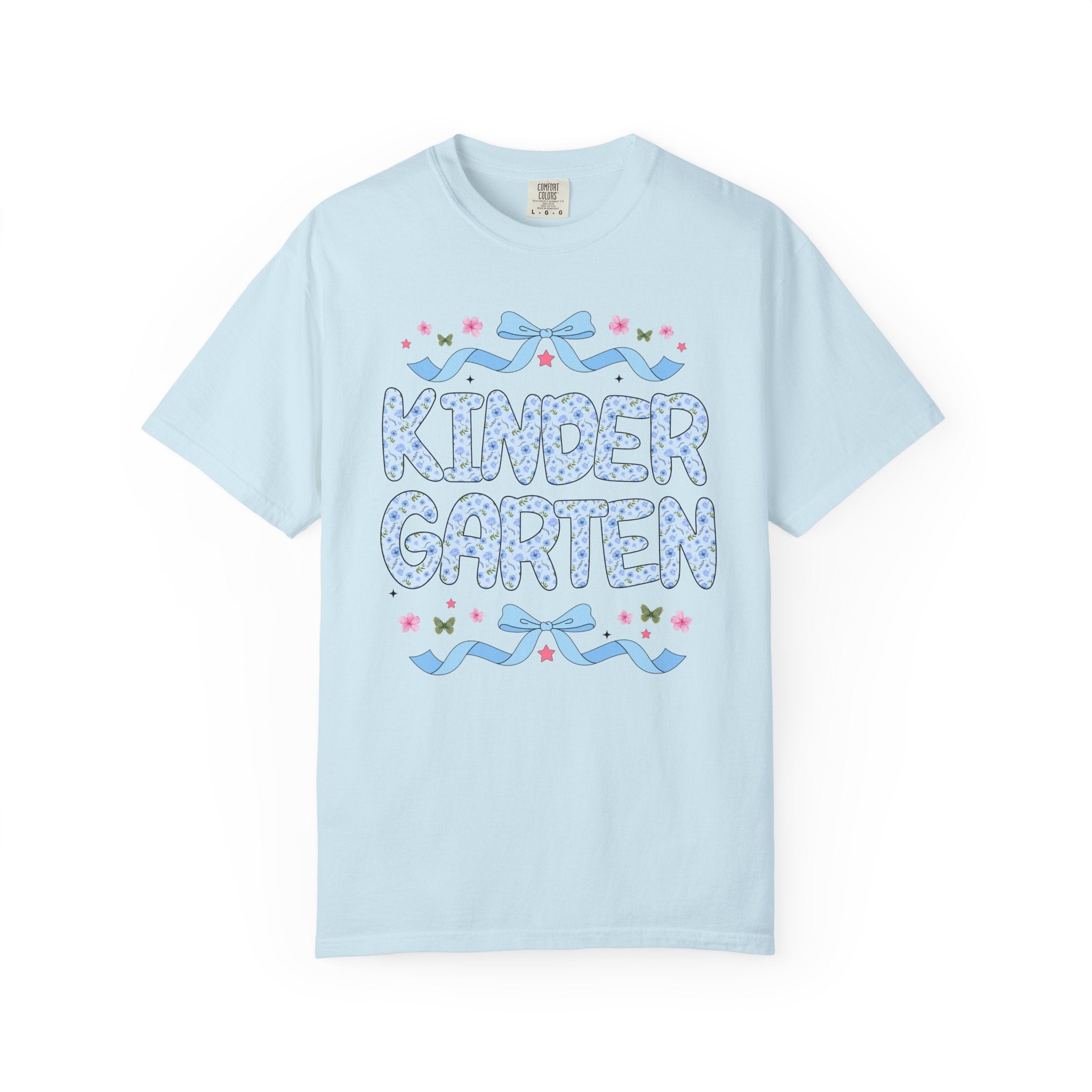 Floral Kindergarten Teacher Tee Shirt, Matching Teacher Team T-Shirt with Bow and Flowers, Cute Dreamcore 90s Aesthetic Back to School Tee - Opal and June