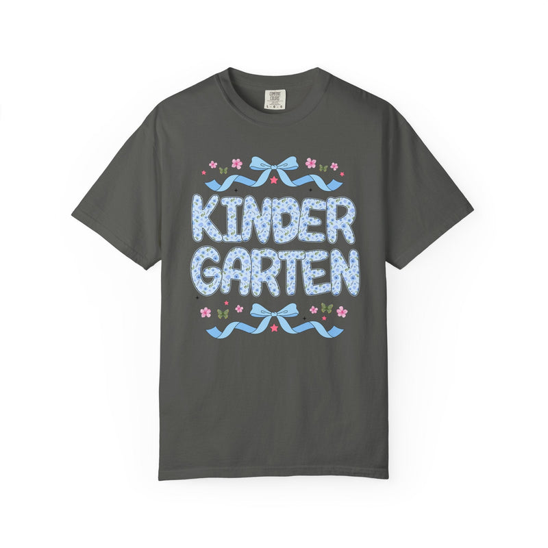 Floral Kindergarten Teacher Tee Shirt, Matching Teacher Team T-Shirt with Bow and Flowers, Cute Dreamcore 90s Aesthetic Back to School Tee - Opal and June