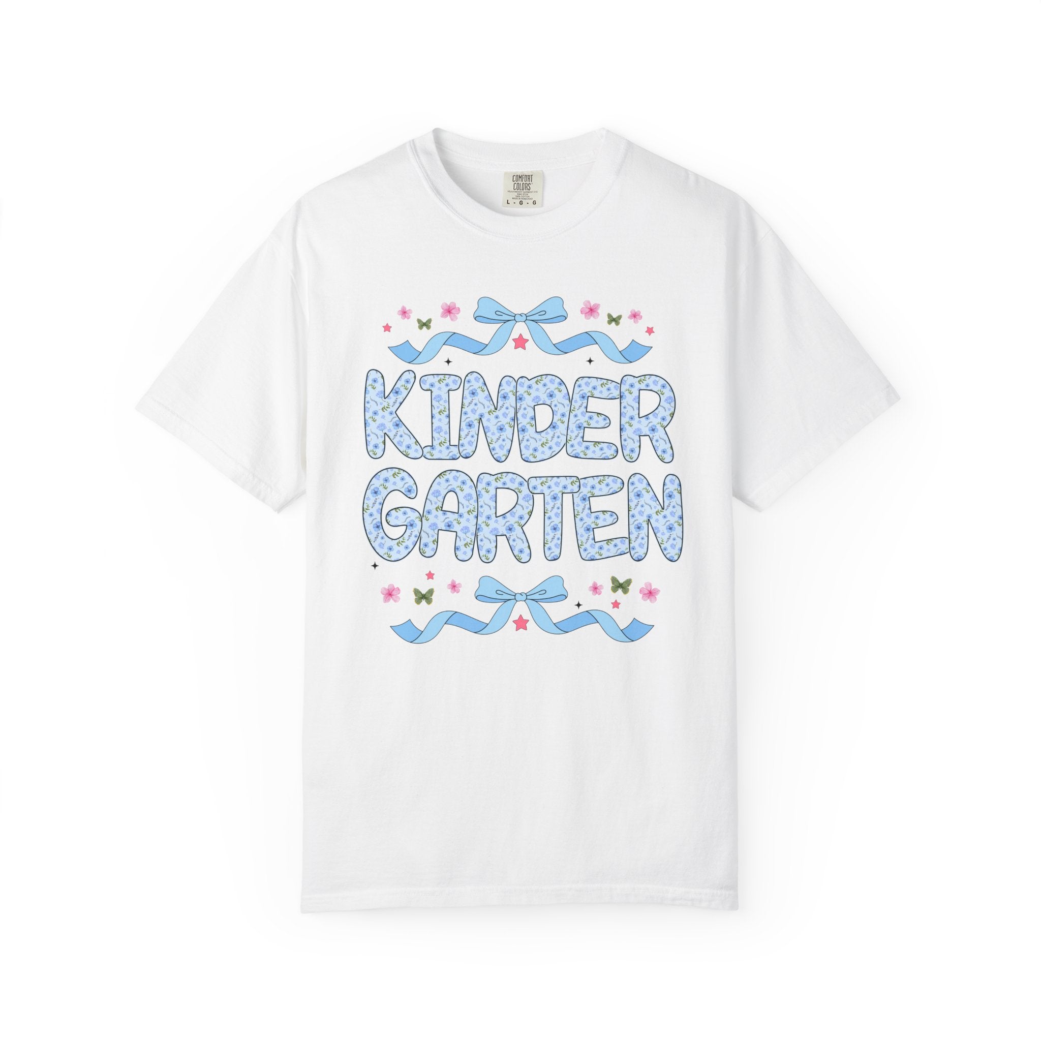 Floral Kindergarten Teacher Tee Shirt, Matching Teacher Team T-Shirt with Bow and Flowers, Cute Dreamcore 90s Aesthetic Back to School Tee - Opal and June