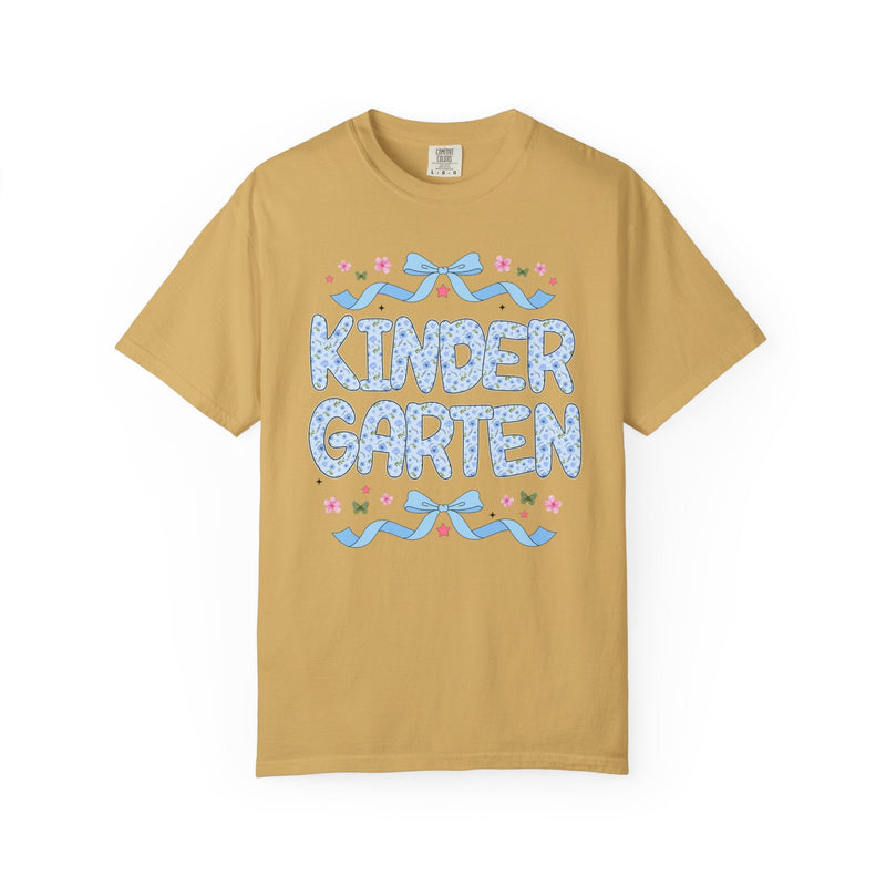 Floral Kindergarten Teacher Tee Shirt, Matching Teacher Team T-Shirt with Bow and Flowers, Cute Dreamcore 90s Aesthetic Back to School Tee - Opal and June