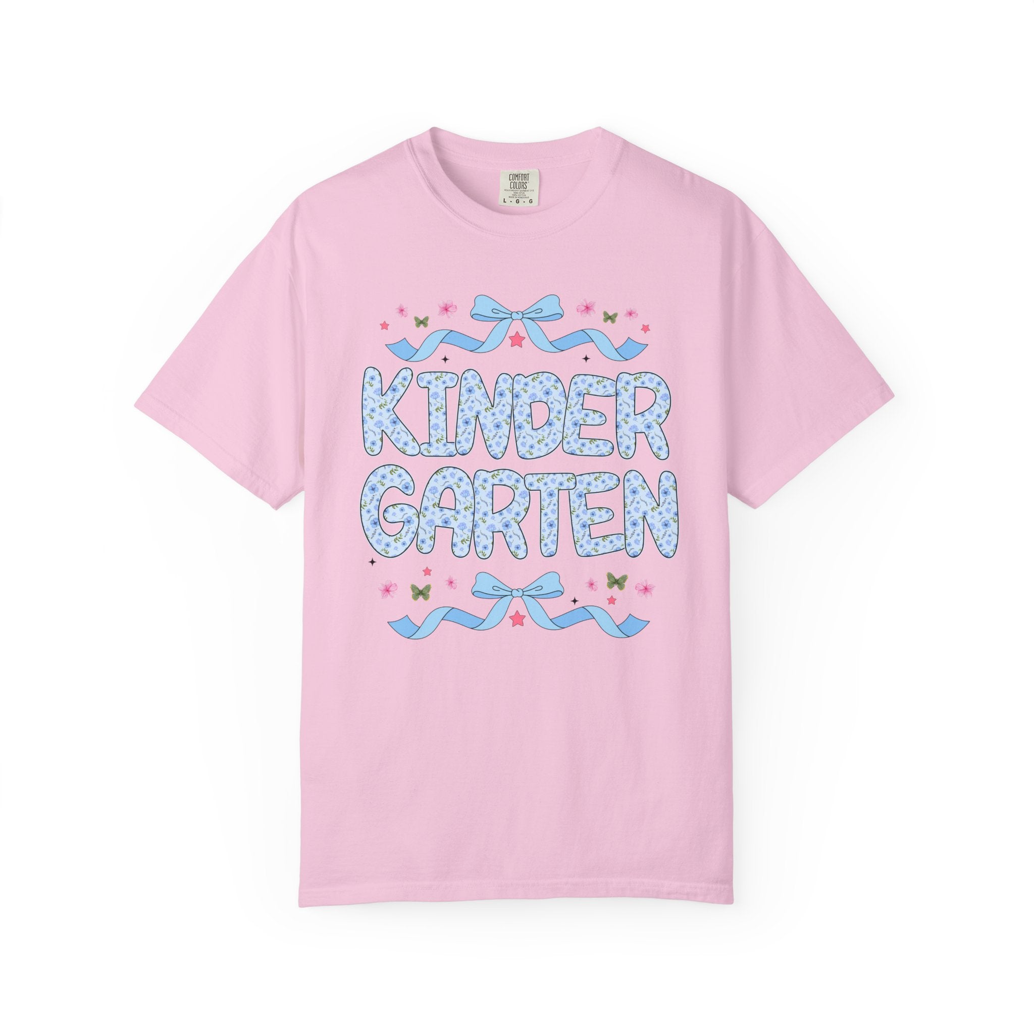 Floral Kindergarten Teacher Tee Shirt, Matching Teacher Team T-Shirt with Bow and Flowers, Cute Dreamcore 90s Aesthetic Back to School Tee - Opal and June